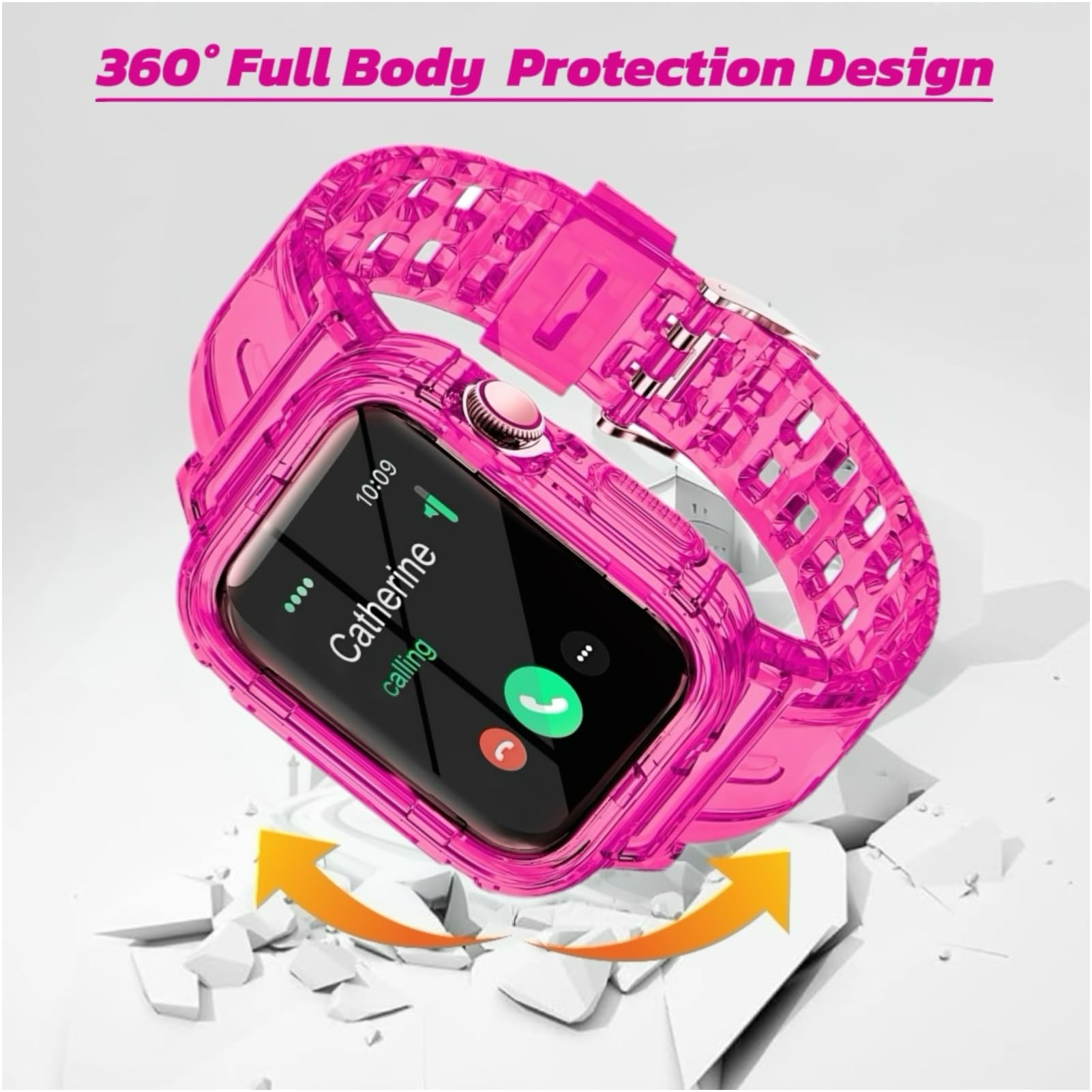 Sxtddsp Compatible With Apple Watch Band 38Mm 40Mm 41Mm 42Mm 44Mm 45Mm, Jelly Crystal Clear Sport Band Strap Bumper Case For Iwa