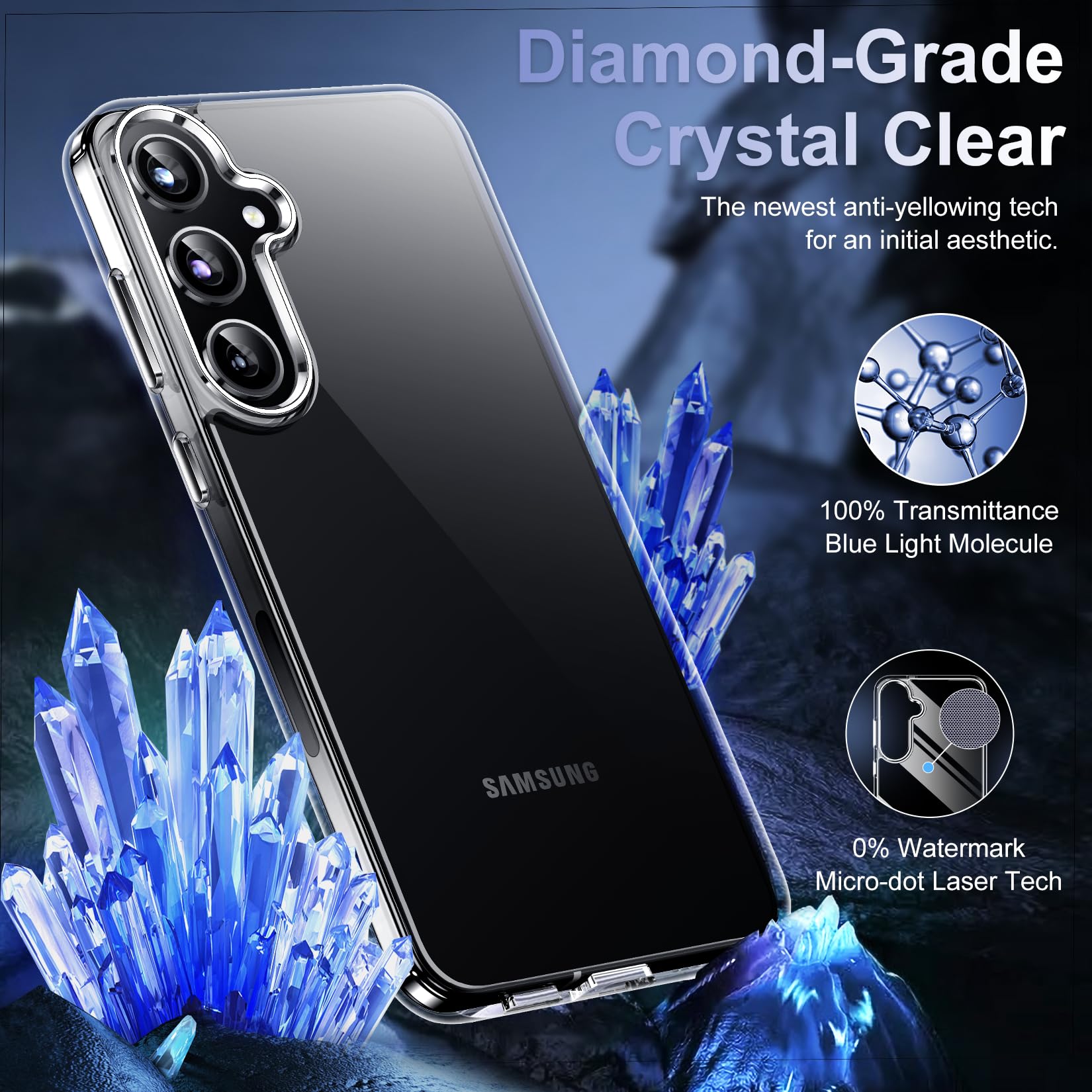 Red2Fire For Samsung Galaxy S24 Case Clear, [Non Yellowing] [Slim Thin] [Military Grade Drop Protection] Lightweight Shockproof