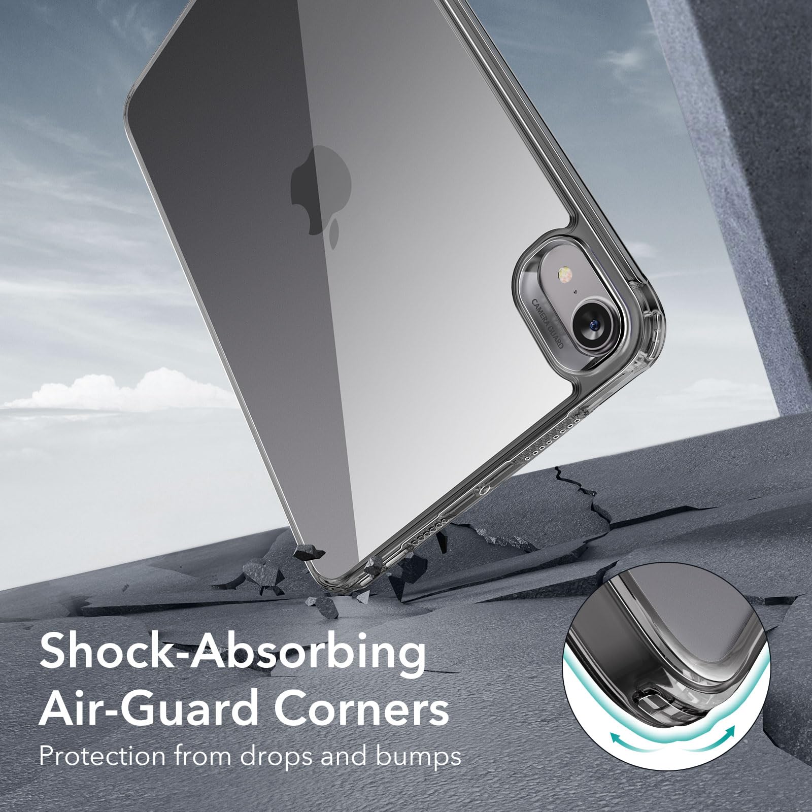 Esr For Ipad Mini 7 A17 Pro Case, Ipad Mini 7Th/6Th Generation Case (2024/2021), Slim And Light, Shock And Drop Protection, Yellowing Resistant, Supports Pencil Pro & Pencil (Usb C), Black Clear