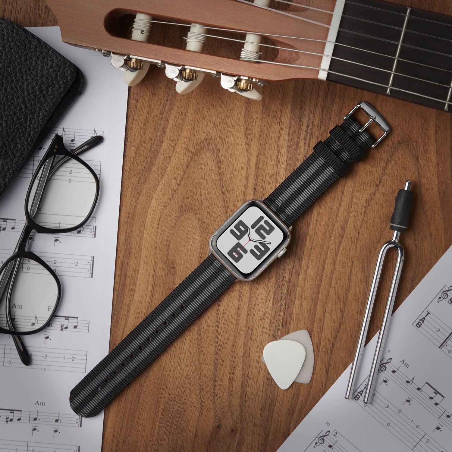 Archer Watch Straps - Premium Nylon Straps For Apple Watch (Black/Gray, Stainless, 44/45/46/49Mm)