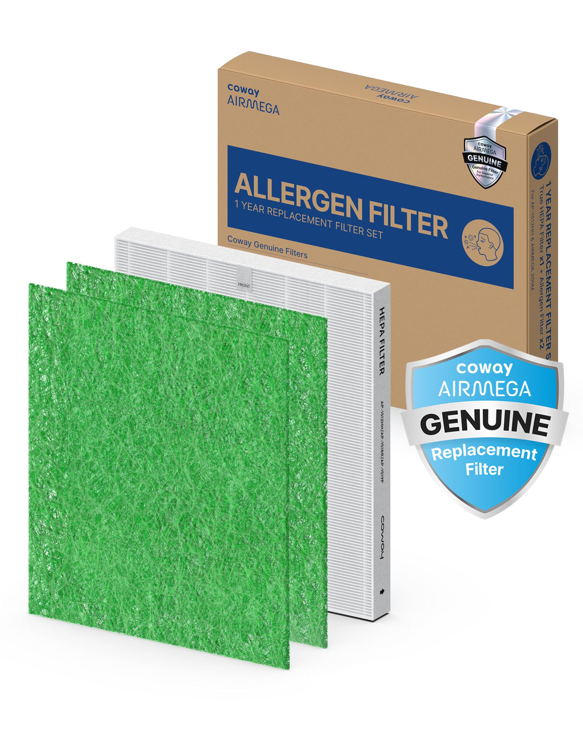 Coway Ap 1512Hh & 200M Air Purifier Filter Replacement, Allergen Filter Pack, 2 Allergen Deodorization Filters And 1 True Hepa F