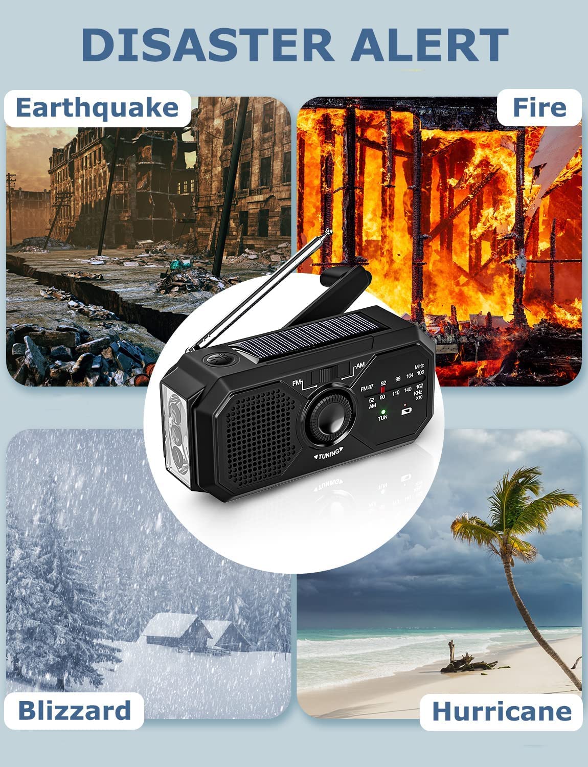 Emergency Weather Radio, Portable Am Fm Noaa Radios With Crank Sos Alarm, 3500Mah Pocket Solar Emergency Supplies Gadgets For Me