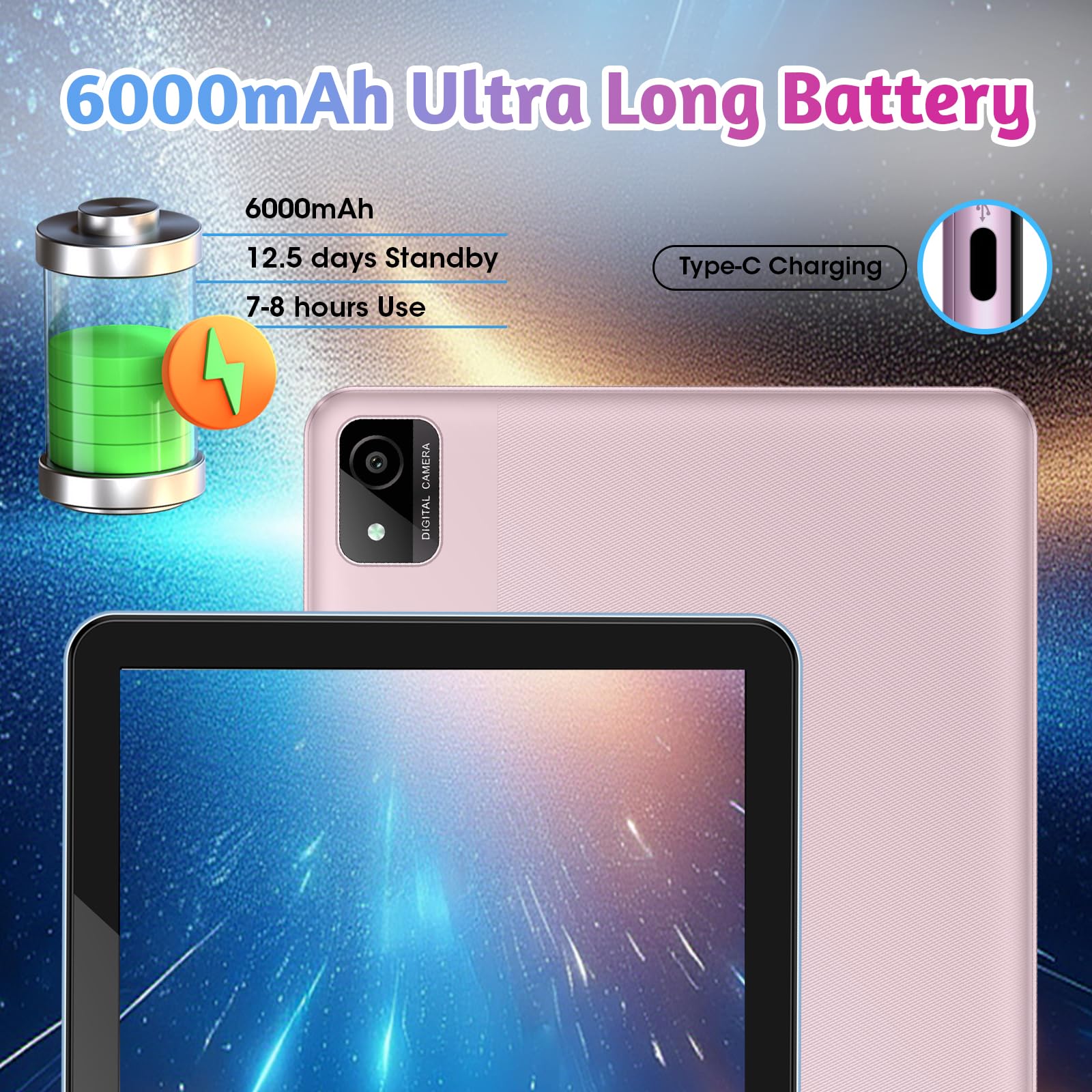 Weelikeit 2024 Upgraded Kids Tablet, 10 Inch Android 14 Tablet For Kids, 8Gb (4+4) Ram + 128Gb Storage, 6000Mah Long Battery, Du