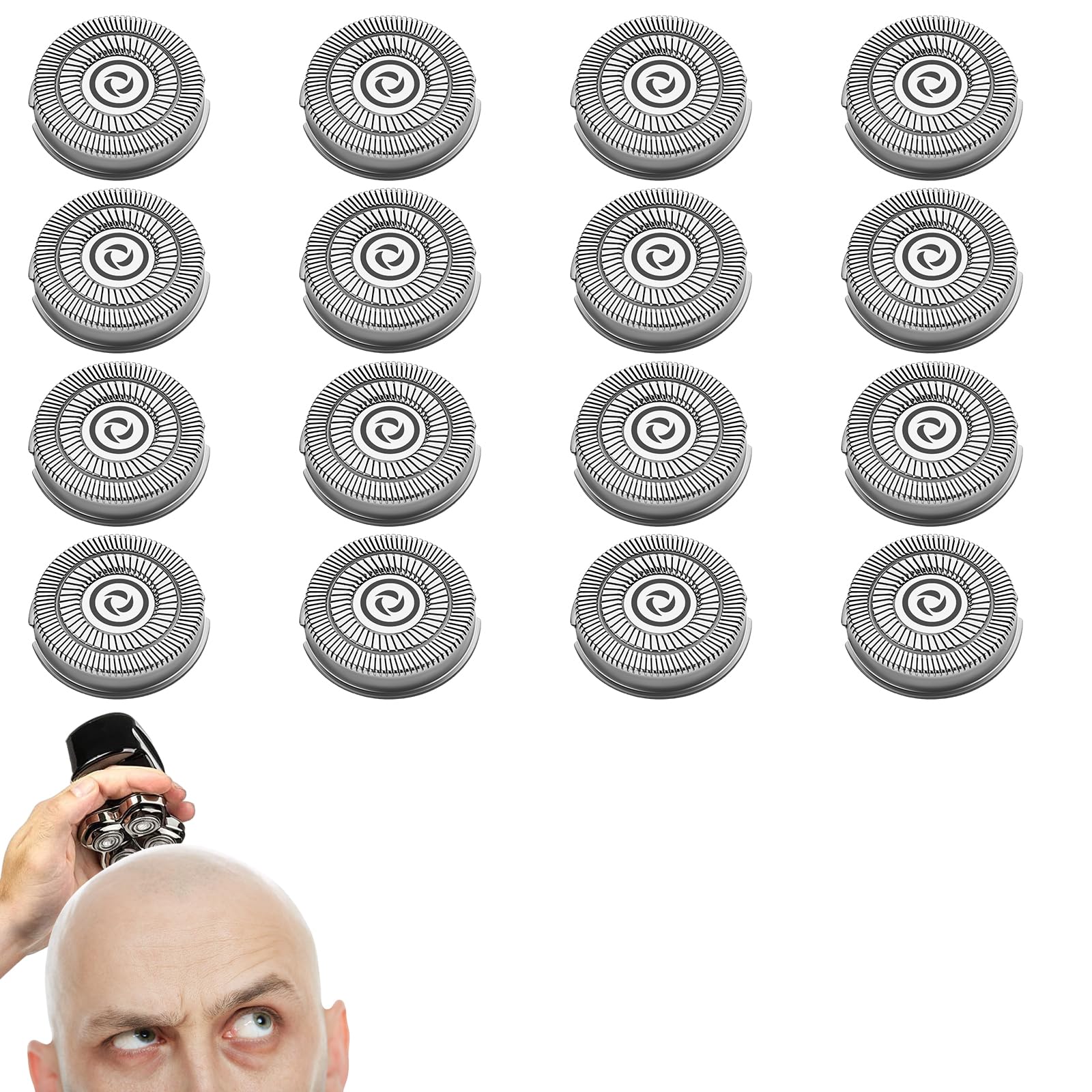 16 Pack Shaver Replacement Blades Compatible With Skull Shaver For Pitbull Gold Pro/Pitbull Platinum Pro Shaver Heads