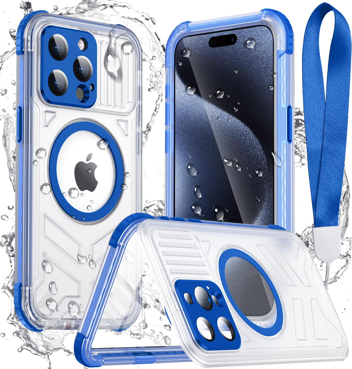 Temdan Magnetic For Iphone 15 Pro Case Waterproof,Built In Screen Protector[Ip68 Underwater][12Ft Military Dropproof][Compatible