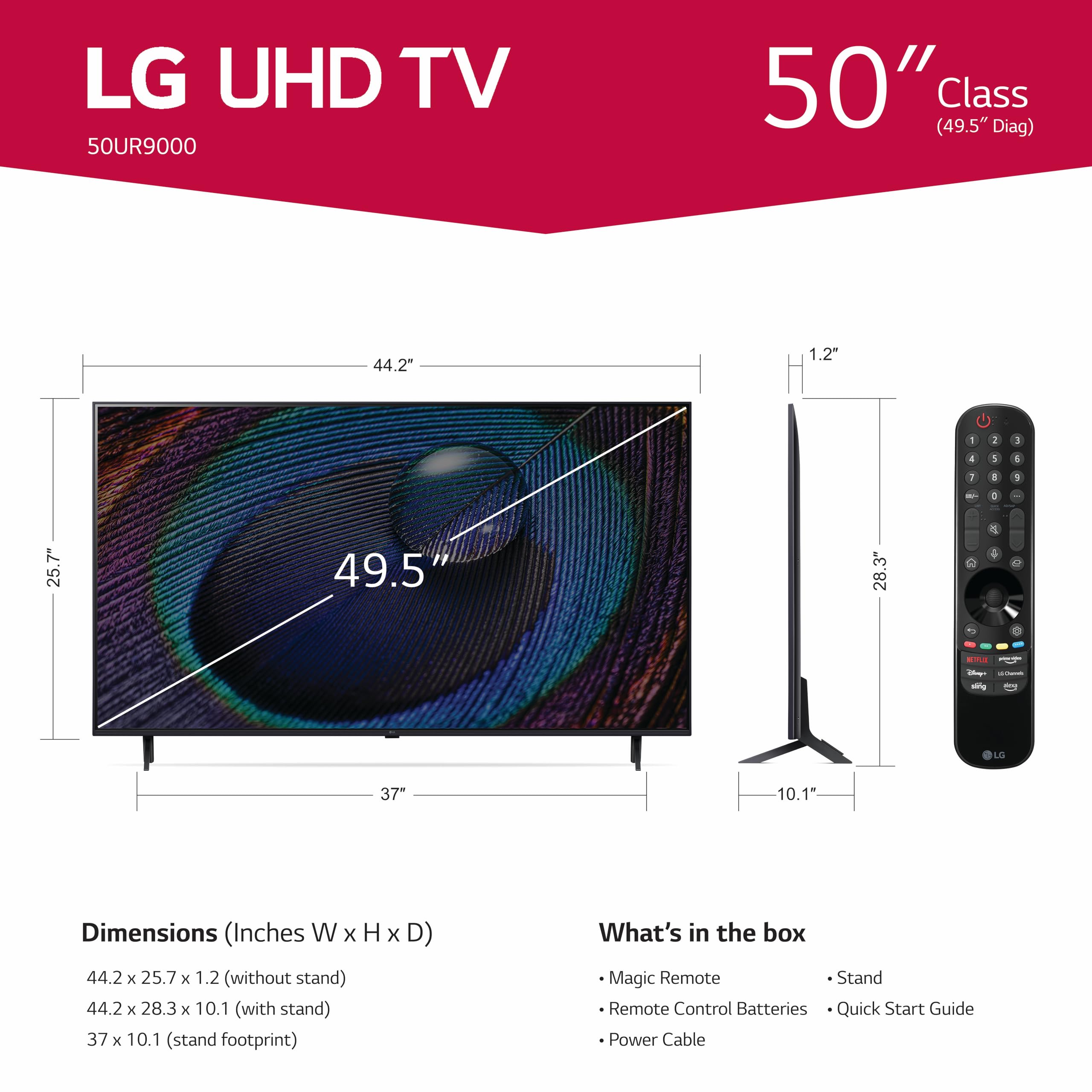 Lg 50 Inch Class Ur9000 Series Alexa Built In 4K Smart Tv (3840 X 2160),Bluetooth, Wi Fi, Usb, Ethernet, Hdmi 60Hz Refresh Rate,