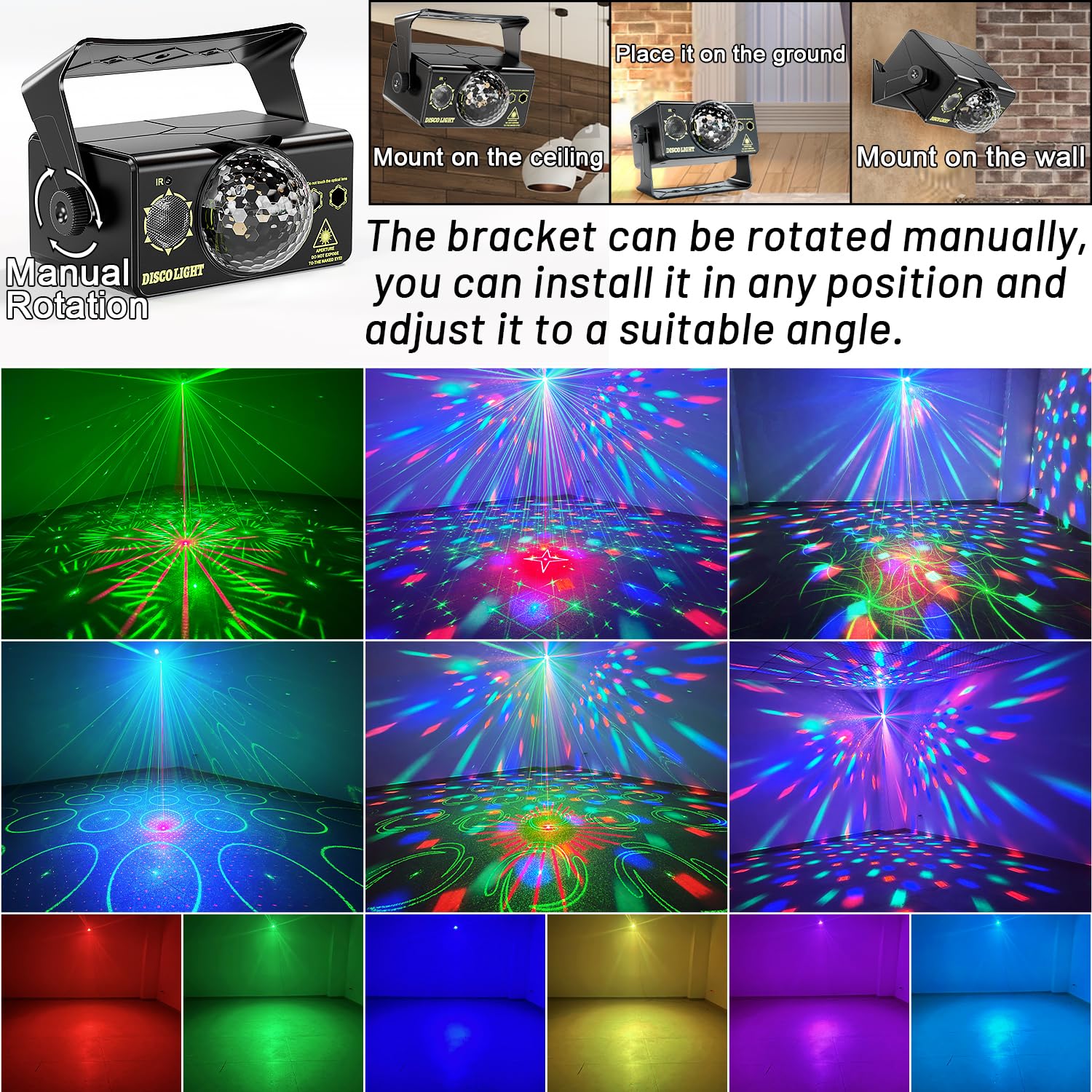 Caivimvn Party Lights, Dj Disco Light Disco Ball Light Sound Activated Strobe Stage Lights For Parties Birthday Christmas Gift W