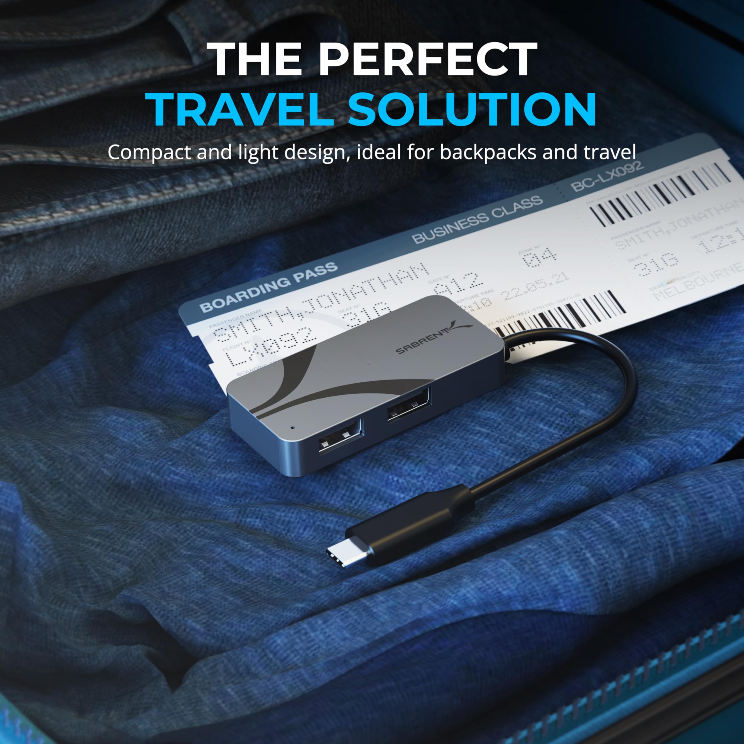 Sabrent Usb C Hub, 3 Port With 100W Power Delivery, 5Gbps Usb A & Usb C Ports, Usb Pd 3.0 For Laptops, Steam Deck, Rog Ally, Tab