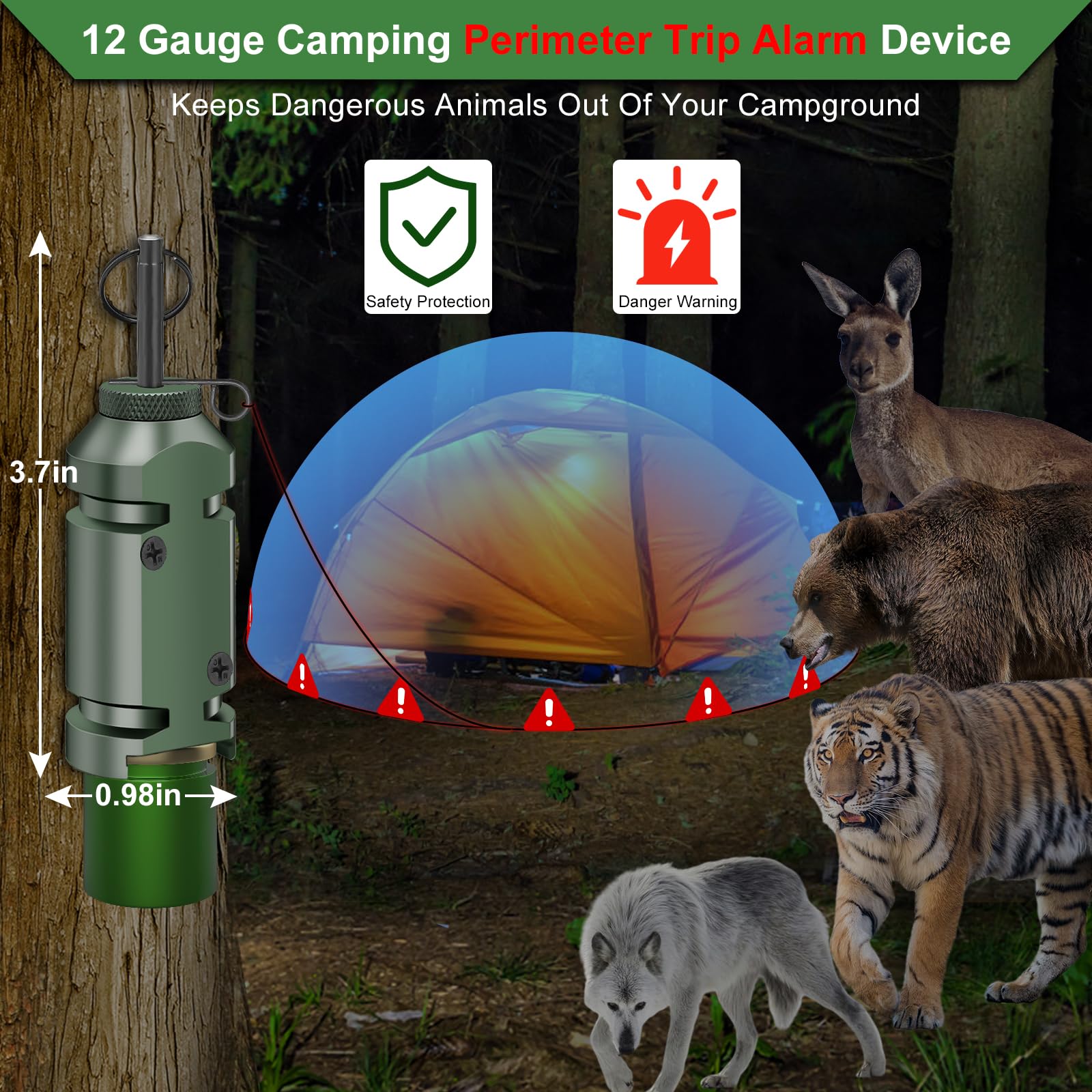 6X Trip Alarm, Perimeter Trip Alarm, 12 Gauge Camping Trip Wire Alarm Device, Early Warning Security System For Camping And Prop