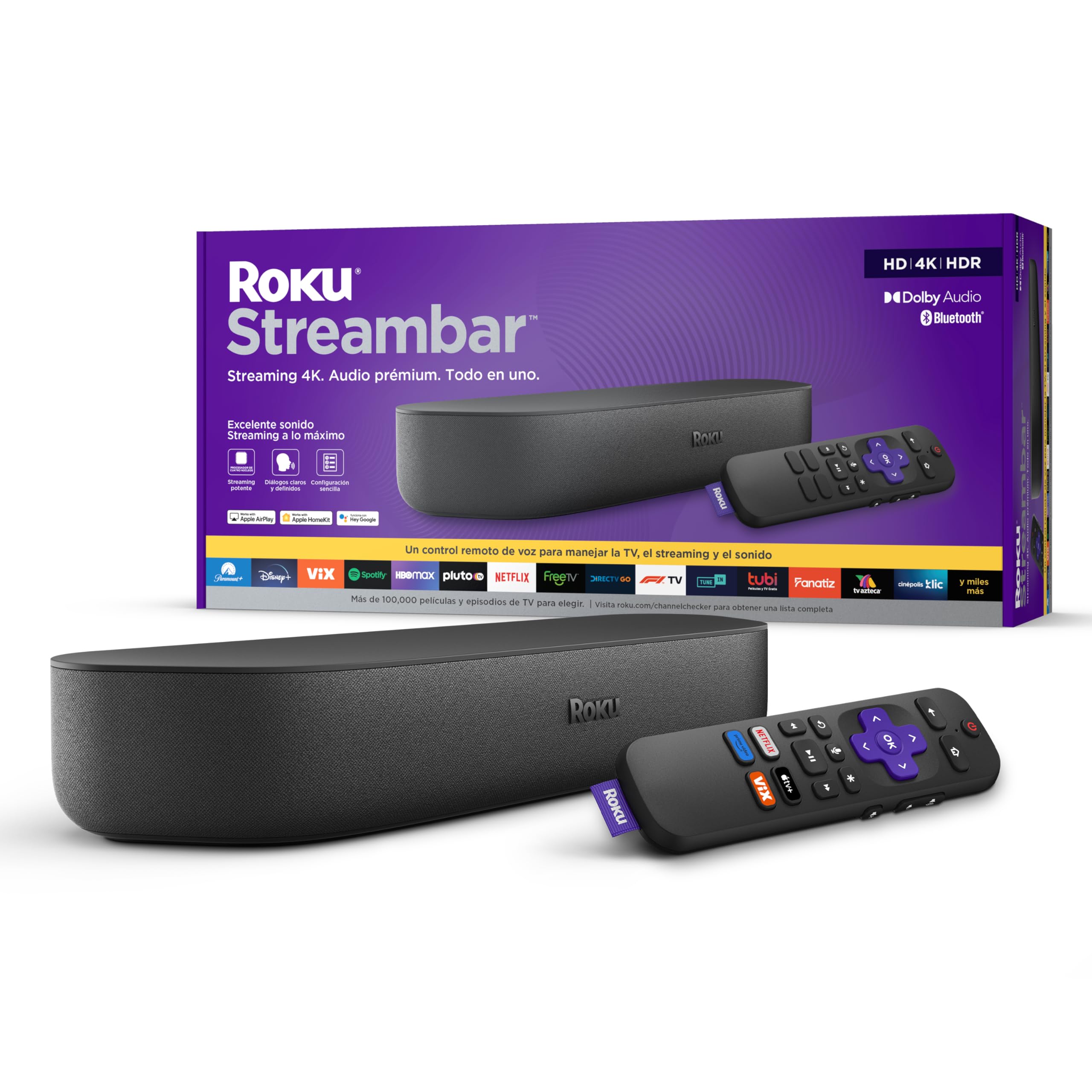 Roku Streambar 4K Hdr Streaming Device & Premium Soundbar All In One (Spanish Edition) | Roku Streambar Dispositivo 4K Hdr De St