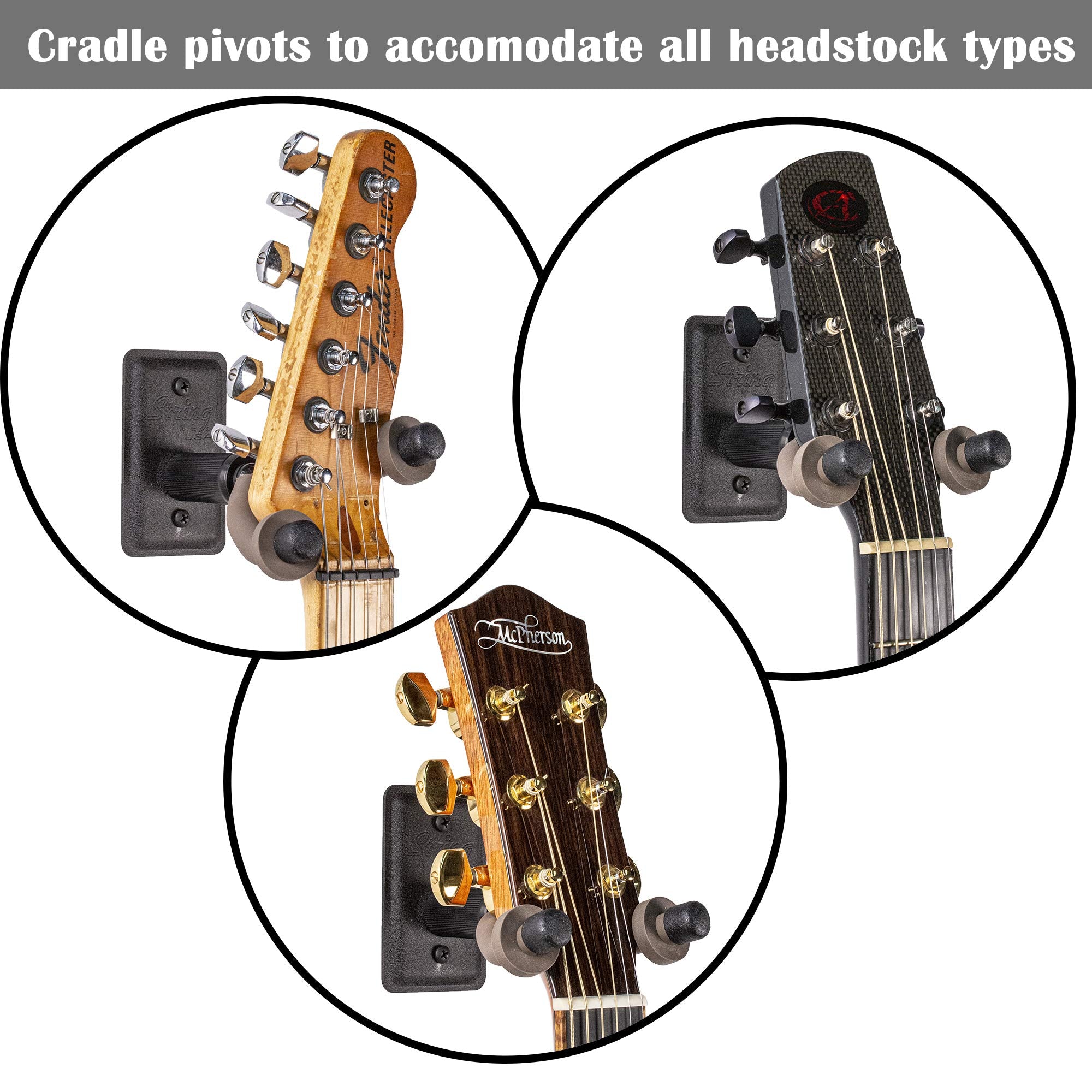 String Swing Metal Guitar Wall Mount For Classical Guitars   Home And Studio Hanger Bcc11W (Black)
