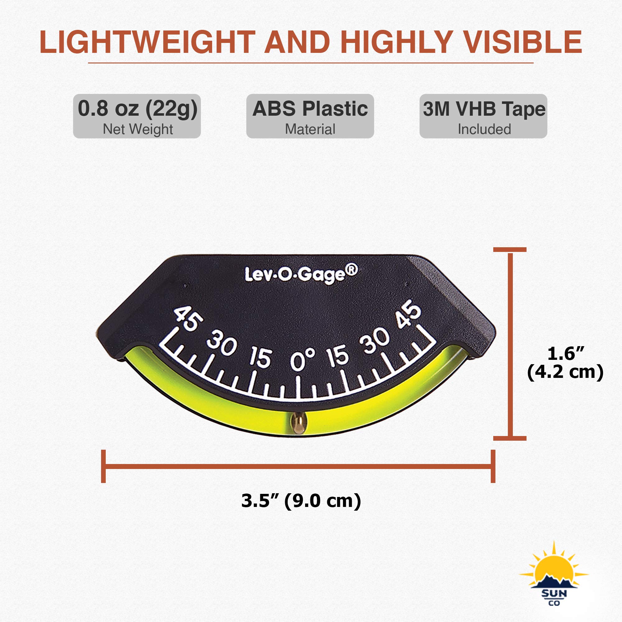 Sun Company Lev O Gage Heel Angle Sailing Clinometer (Marine Model) | Mounts On Bulkhead Of Boat