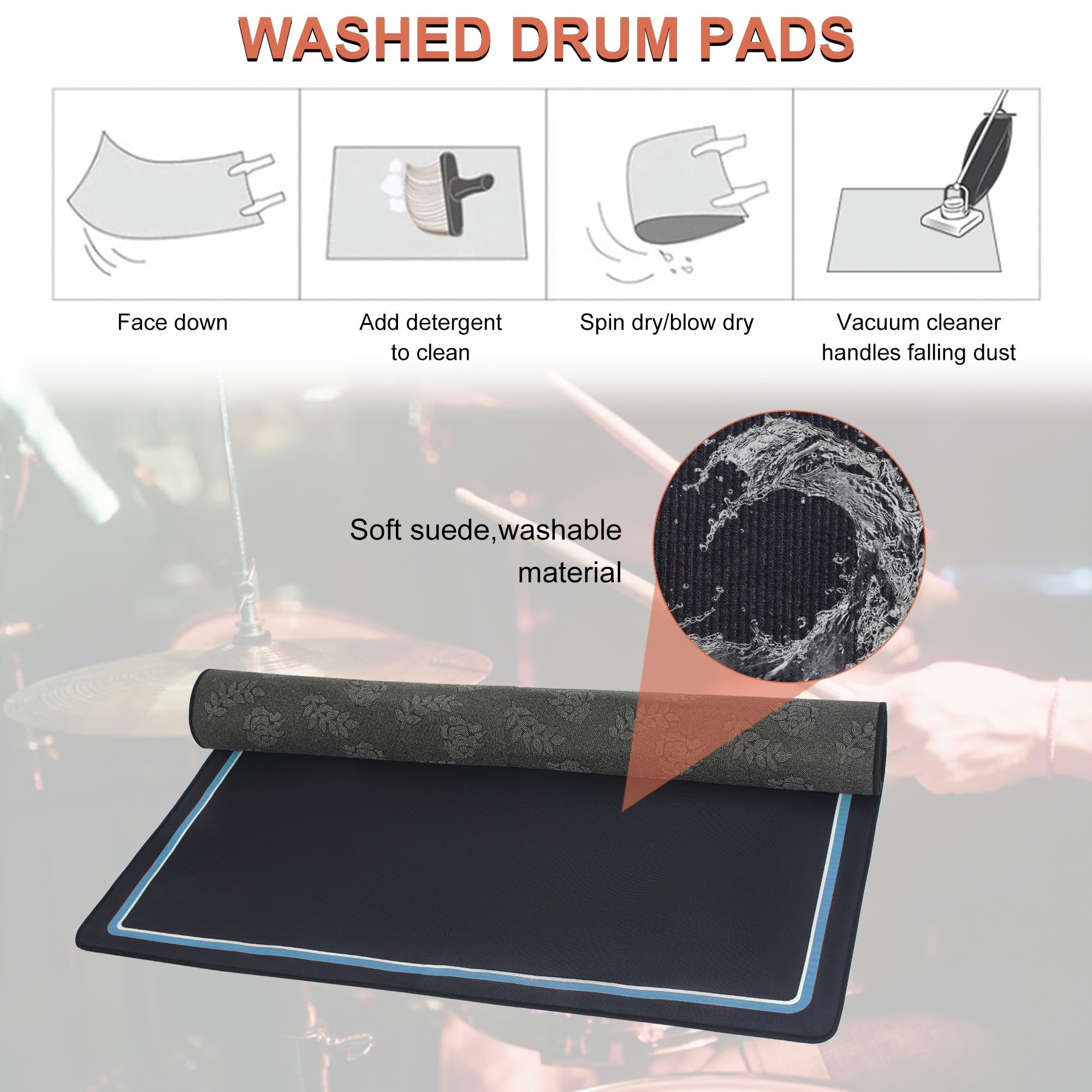 Drum Rug, 5X 6 Ft Drum Mat Carpet Music Rug With Non-Slip Bottom, Soundproof Electrical Pads For Drummers
