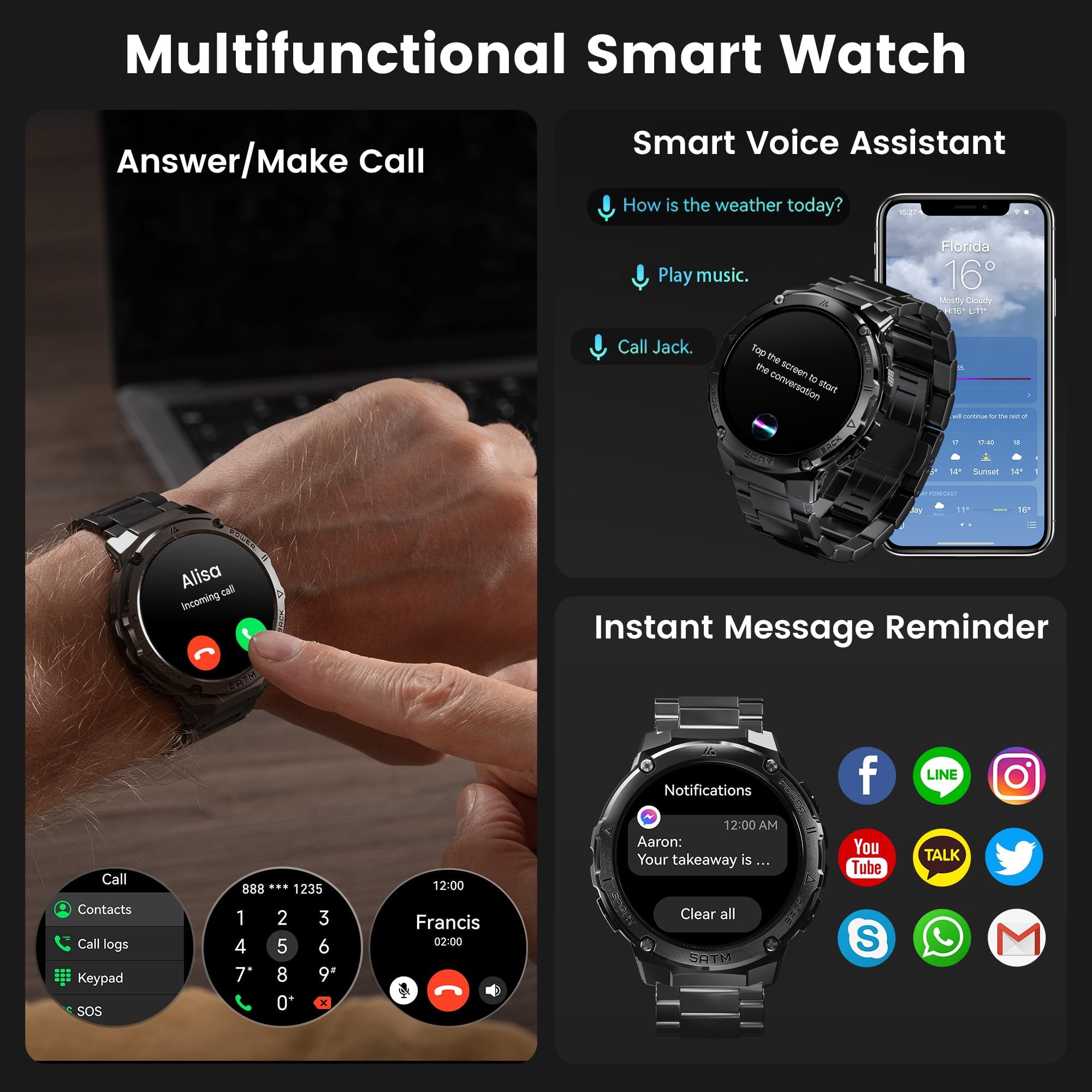 Hotmifit Gps Smart Watch For Men, 6 Satellite Positioning, Compass, Stainless Steel Body, 50M Waterproof, 480Mah Extra-Large Bat