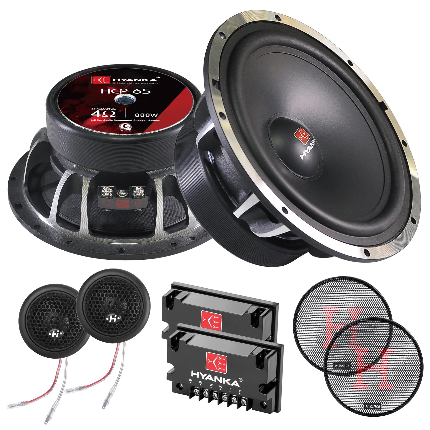 H Yanka Hcp 65 6.5 Component Car Speakers, 800 Watt Car Audio Stereo Door Speakers Perfect For Upgrading Any Car Stereo System I