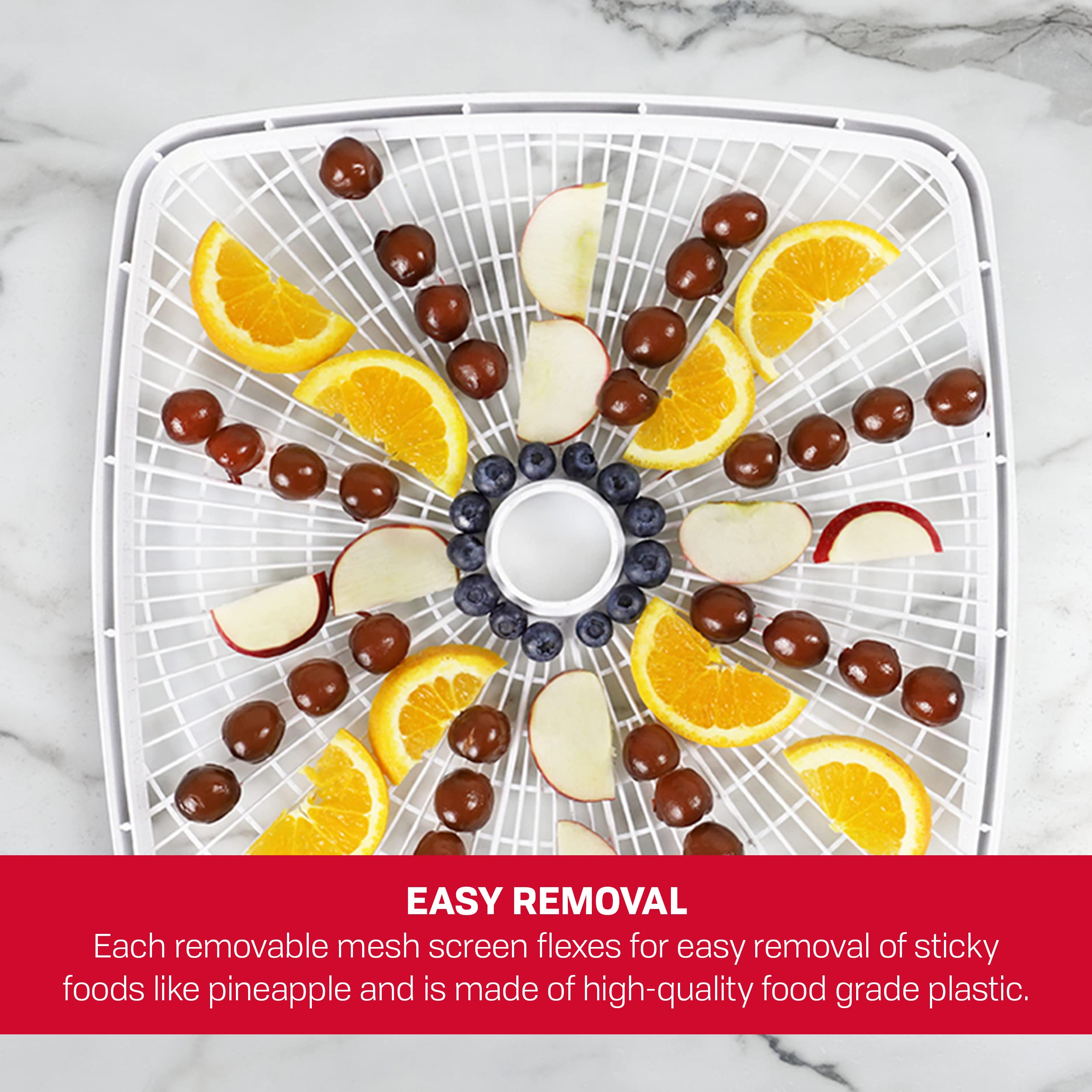 Nesco Sqt 2 Square 14 1/2'' Speckled Plastic Add A Trays, Fd 80 Food Dehydrators, White