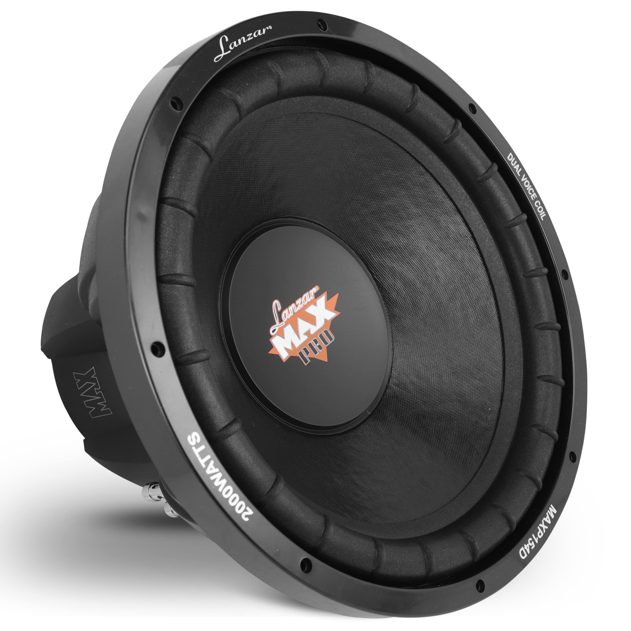 Lanzar 15In Car Subwoofer Speaker   Black Non Pressed Paper Cone, Stamped Plastic Basket, Dual 4 Ohm Impedance, 2000 Watt Power 
