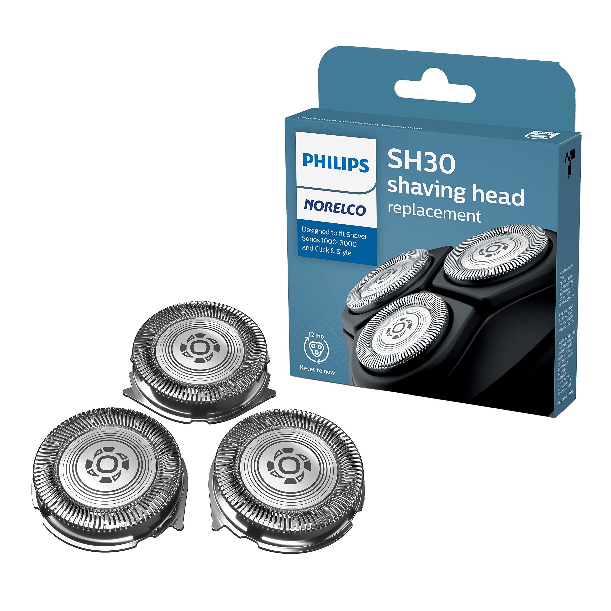Philips Norelco SH30/52 Shaving Heads, Compatible with Philips Shavers Series 1000, 3000 and 5000, Powerful Performance, Self-Sh
