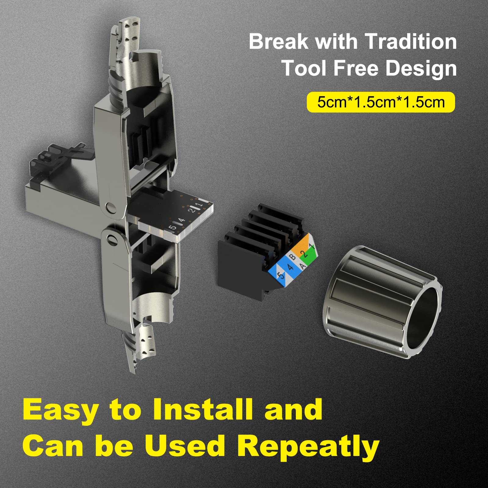 Vcelink Rj45 Connectors Tool Free Cat 7, Shielded Rj45 Modular Plugs 10 Gbps 600Mhz Poe++, Reusable Easy Cat7 Ends For 23 Awg-22