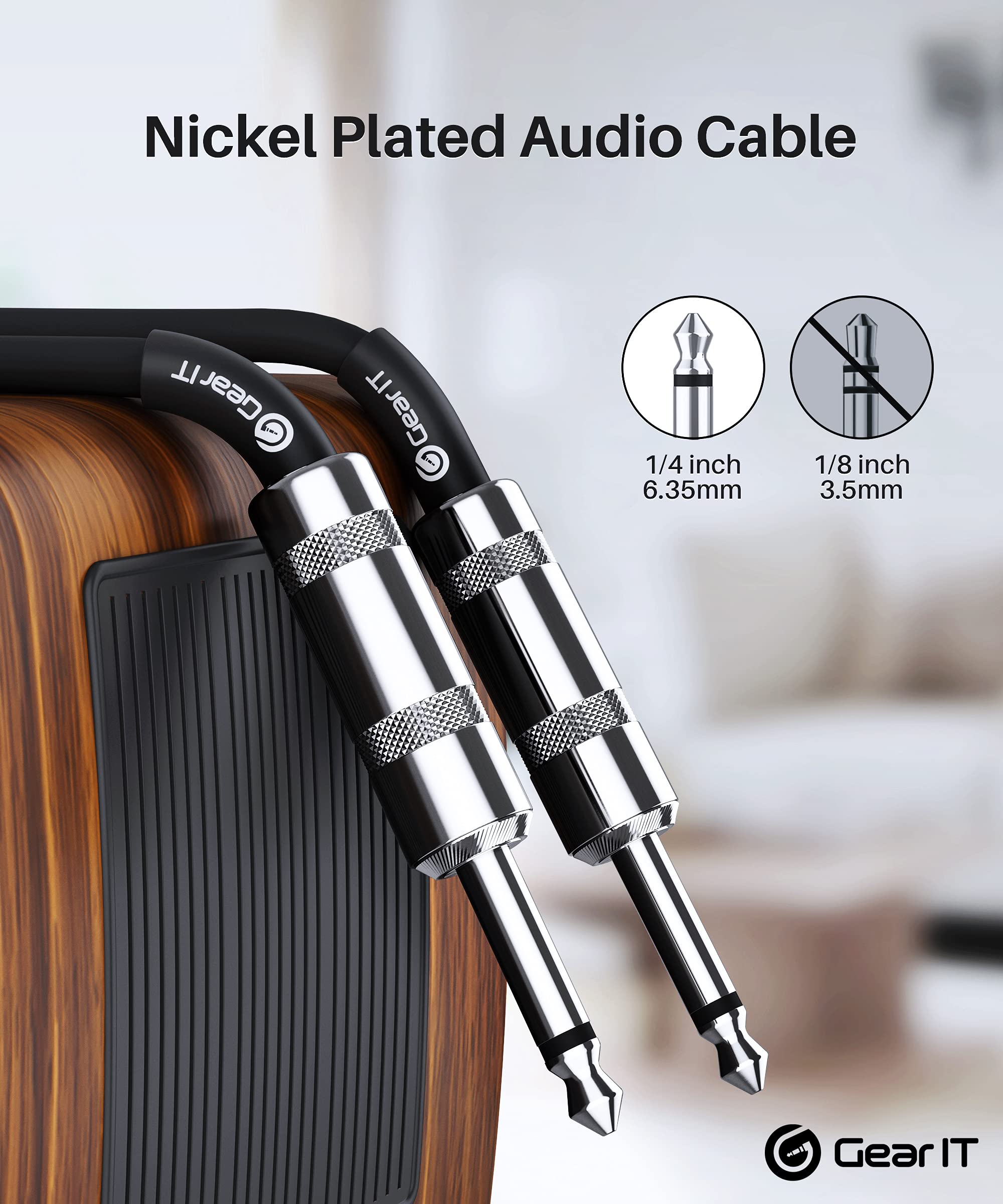 Gearit Professional Speaker Cable (50Ft) 12Awg Pure Copper 1/4 Inch To 1/4 Inch Ts Straight Male To Male For Amplifier, Speaker