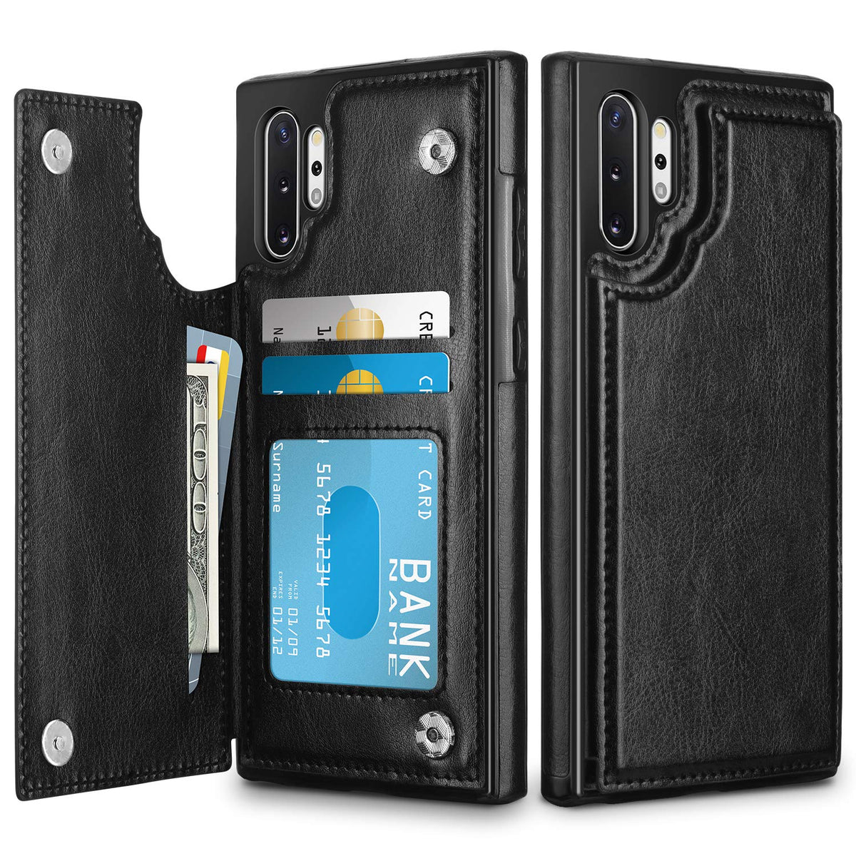 Hiandier Wallet Case For Galaxy Note 10 Plus Slim Protective Case With Credit Card Slot Holder Flip Folio Soft Pu Leather Magnet