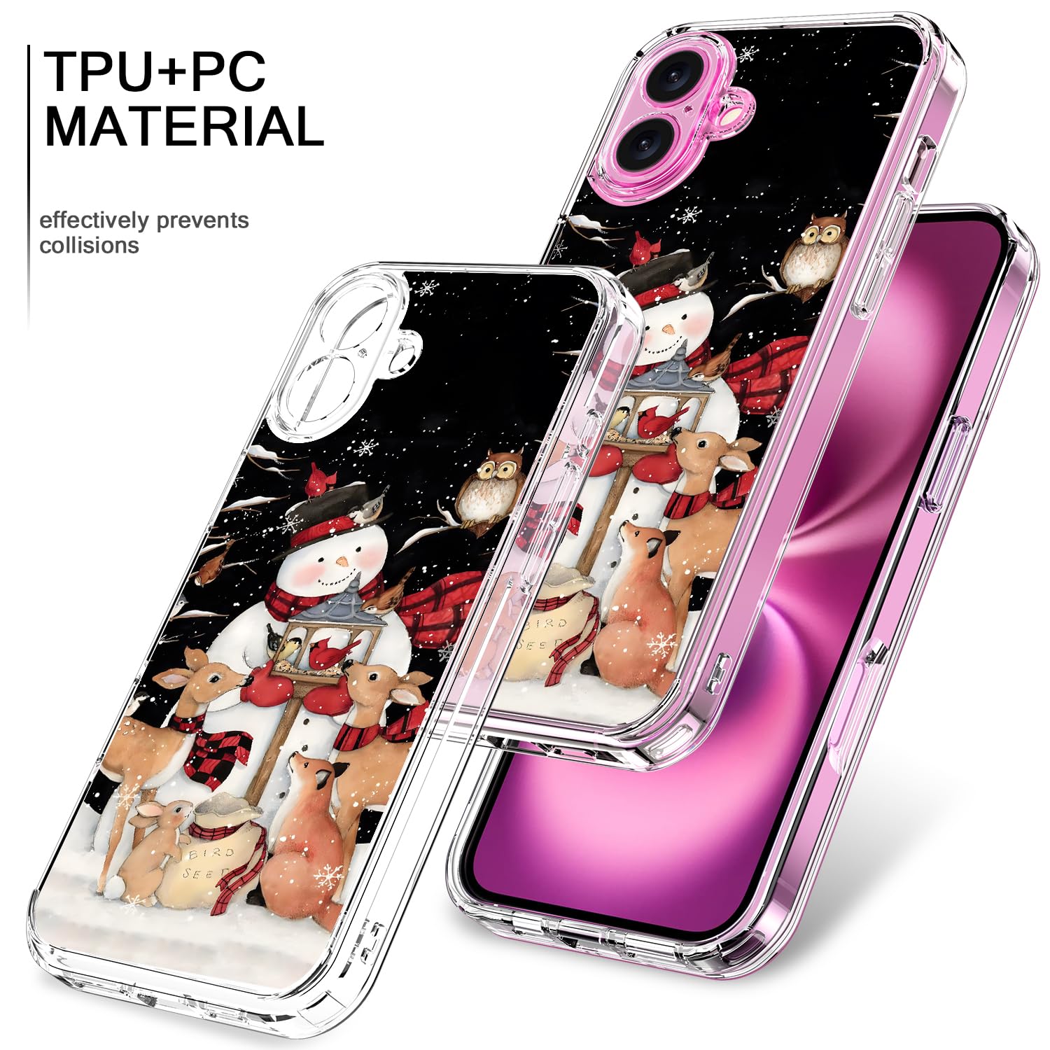 Bicol Christmas Phone Case For Iphone 16 Plus With Screen Protector And Camera Lens Protector   Wireless Charging   Slim Shockpr