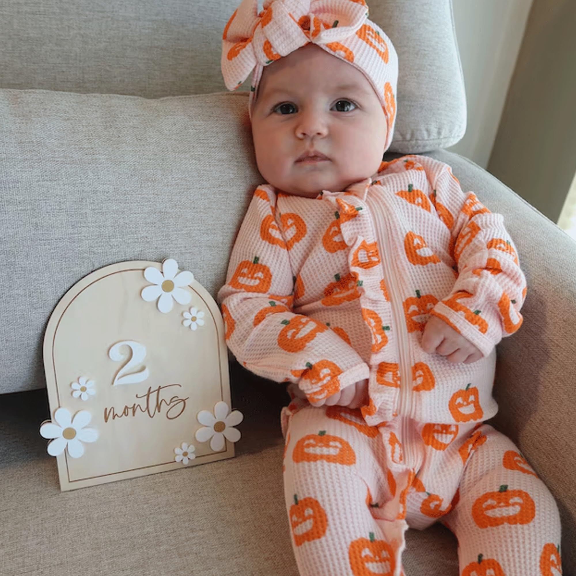 Daisy 3D Baby Monthly Milestone, Wooden Baby Milestone Signs, Monthly Milestone Wood Discs, Baby Milestone Discs (Daisy)