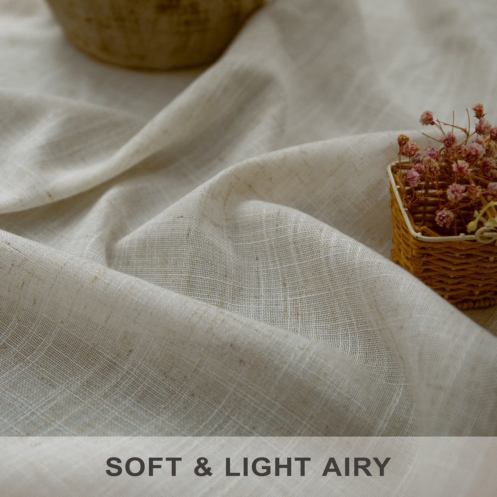 Beige Curtains 54 Inch Length For Childrens Room 2 Panel Pocket Back Tab Top Short Neutral Semi Sheer Linen Energy Efficient Cot