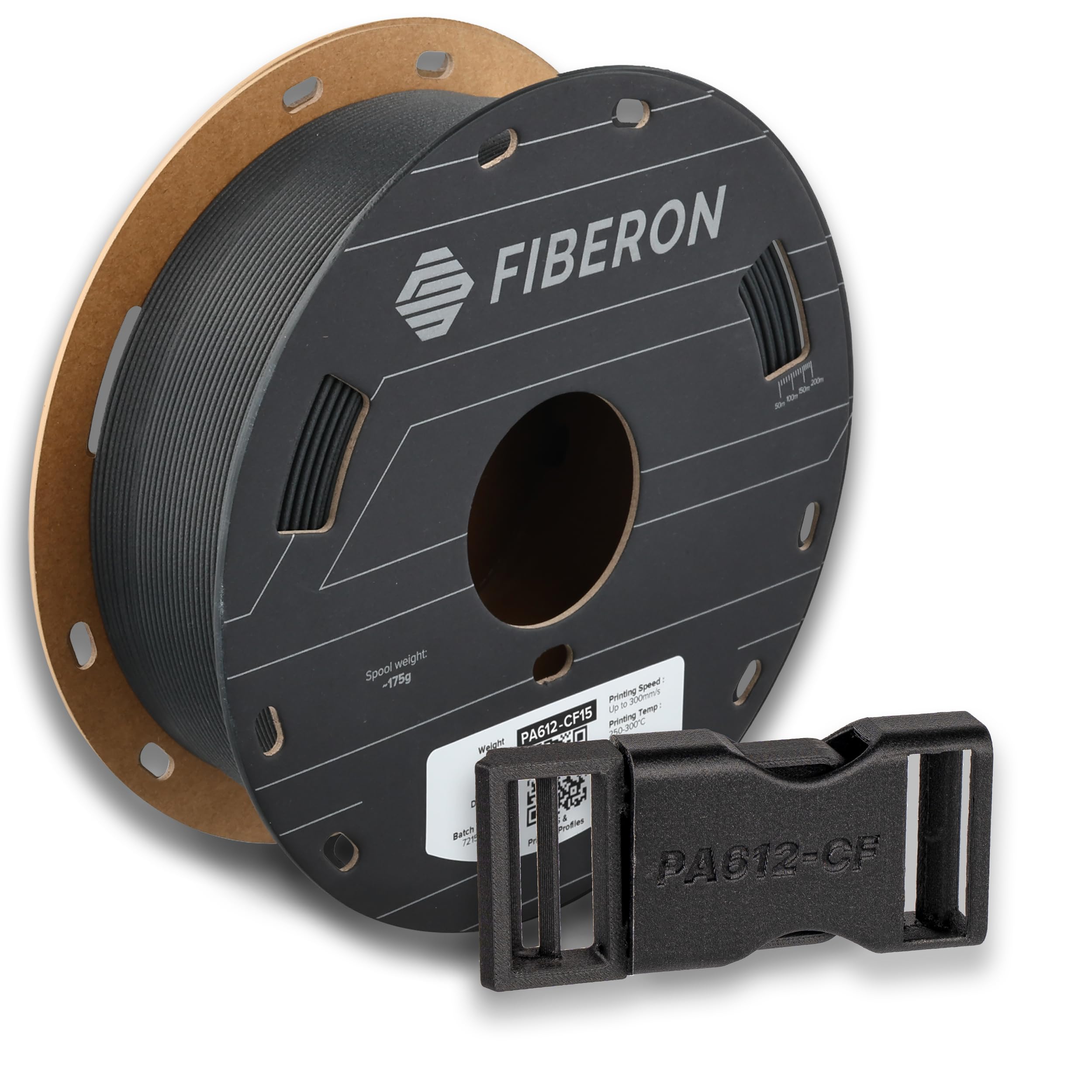 Polymaker Fiberon Pa612 Cf15 Carbon Fiber Nylon 3D Printer Filament 1.75Mm Black 500G, Enhanced Hard Edge Cardboard Spool, Fiber