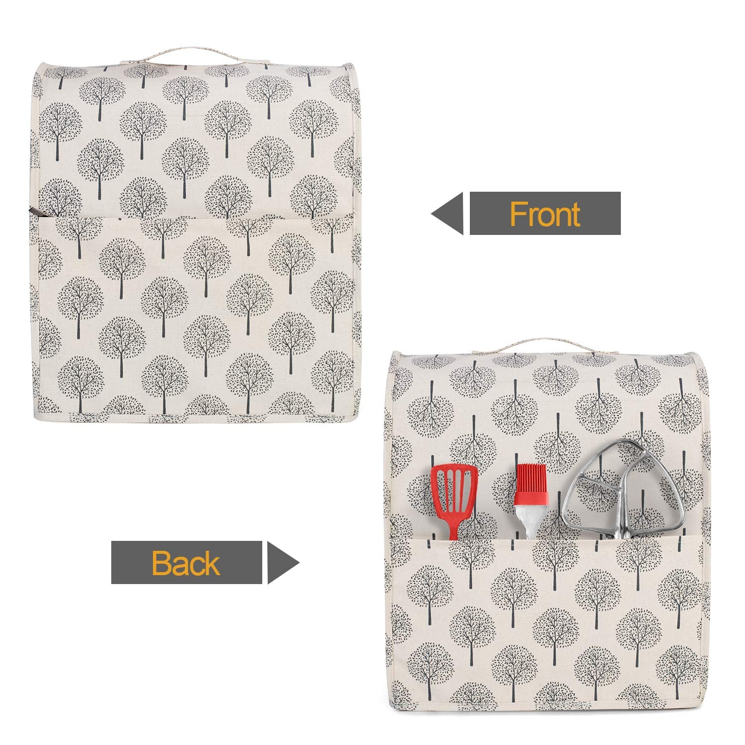 Yarwo Dust Cover For 6 8 Qt Stand Mixer, Protective Stand Mixer Cover With Top Handle And Pockets For Extra Accessories, Tree