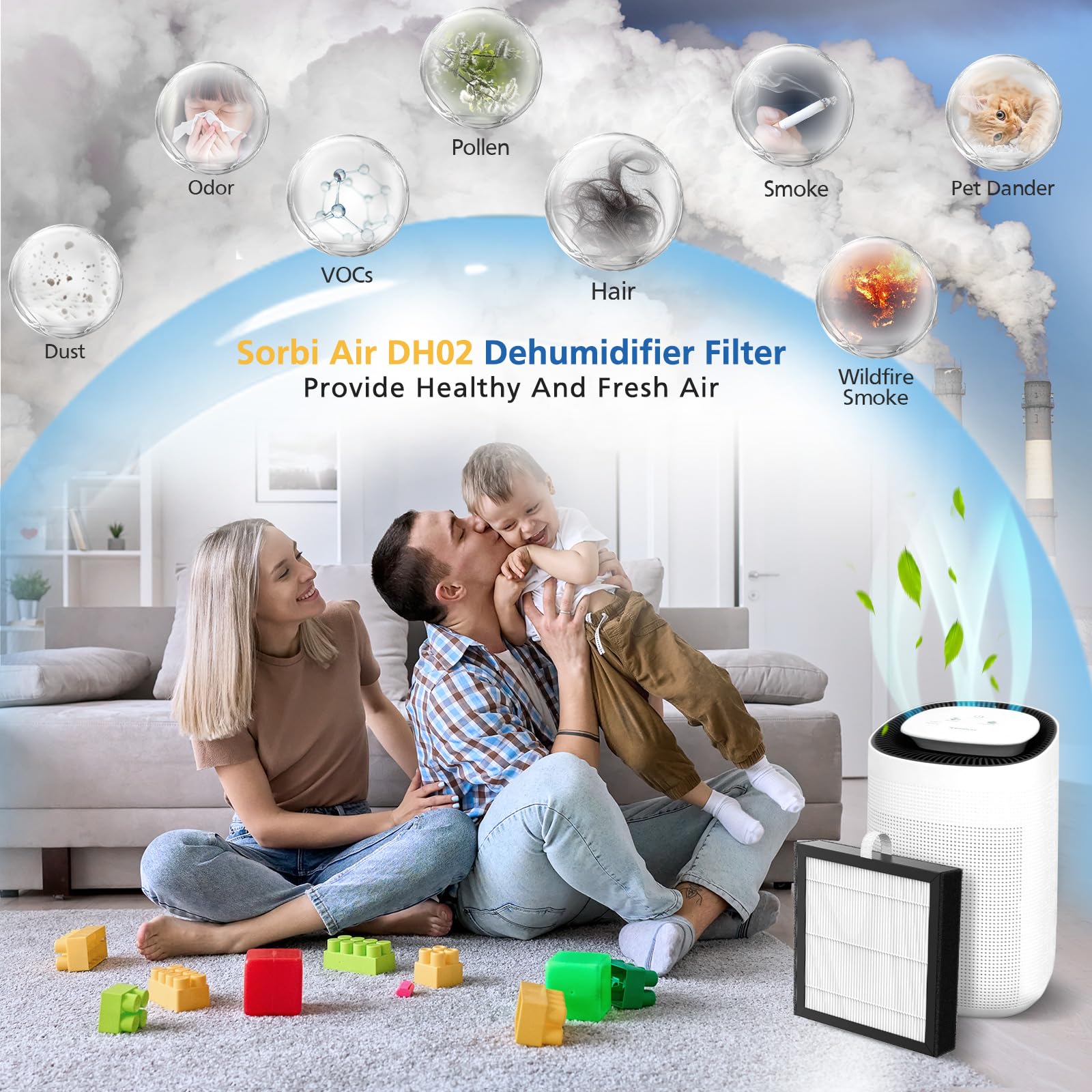 4 Pack Dh02 H13 True Hepa Replacement Filter Compatible With Tenergy Sorbi Dh02 2 In 1 Dehumidifier(1000Ml)/Air Purifier, Afloia