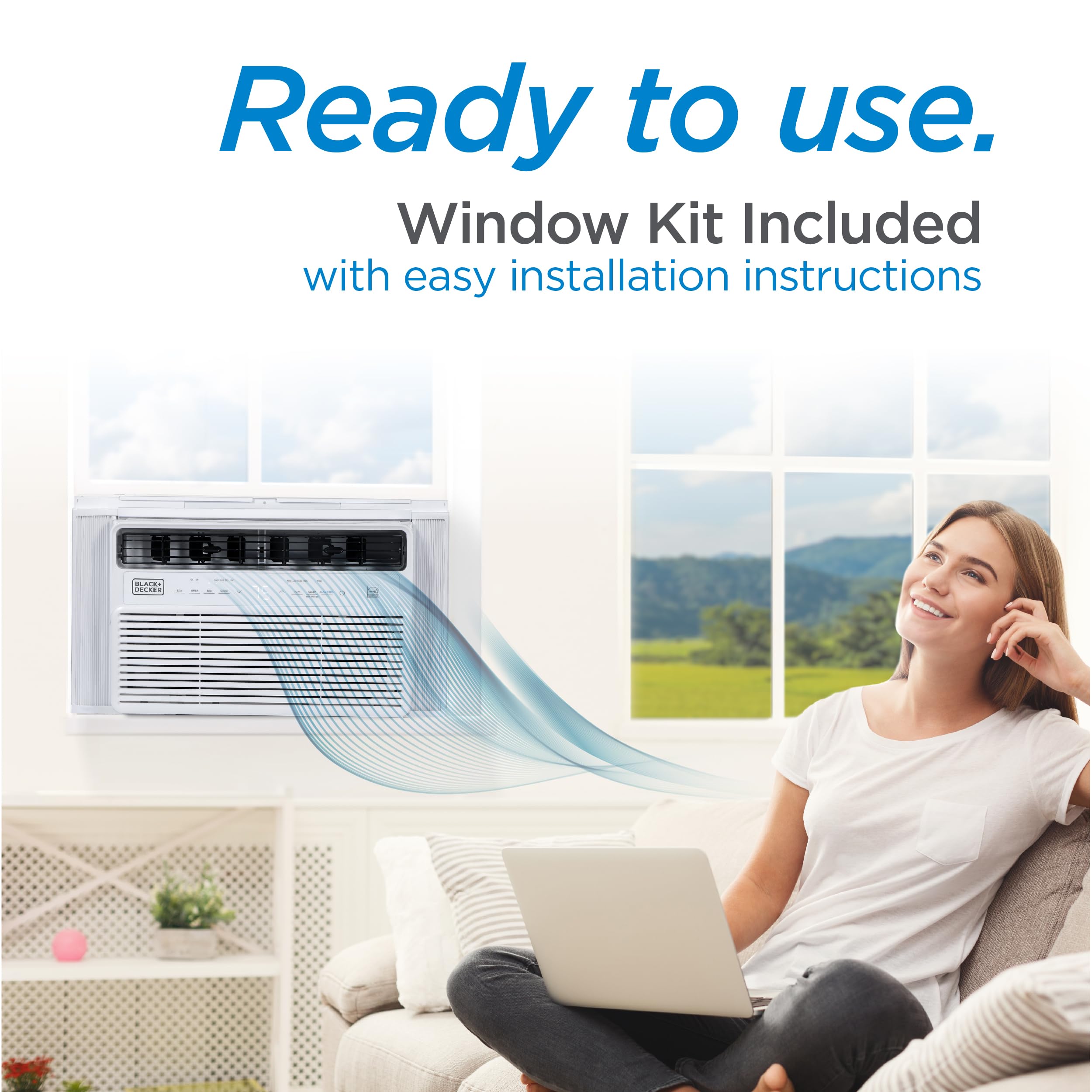 Black+Decker 10,000 Btu Inverter Window Air Conditioner, Window Ac Units For Up To 450 Sq. Ft., Energy Star Rated Ac Unit, Full