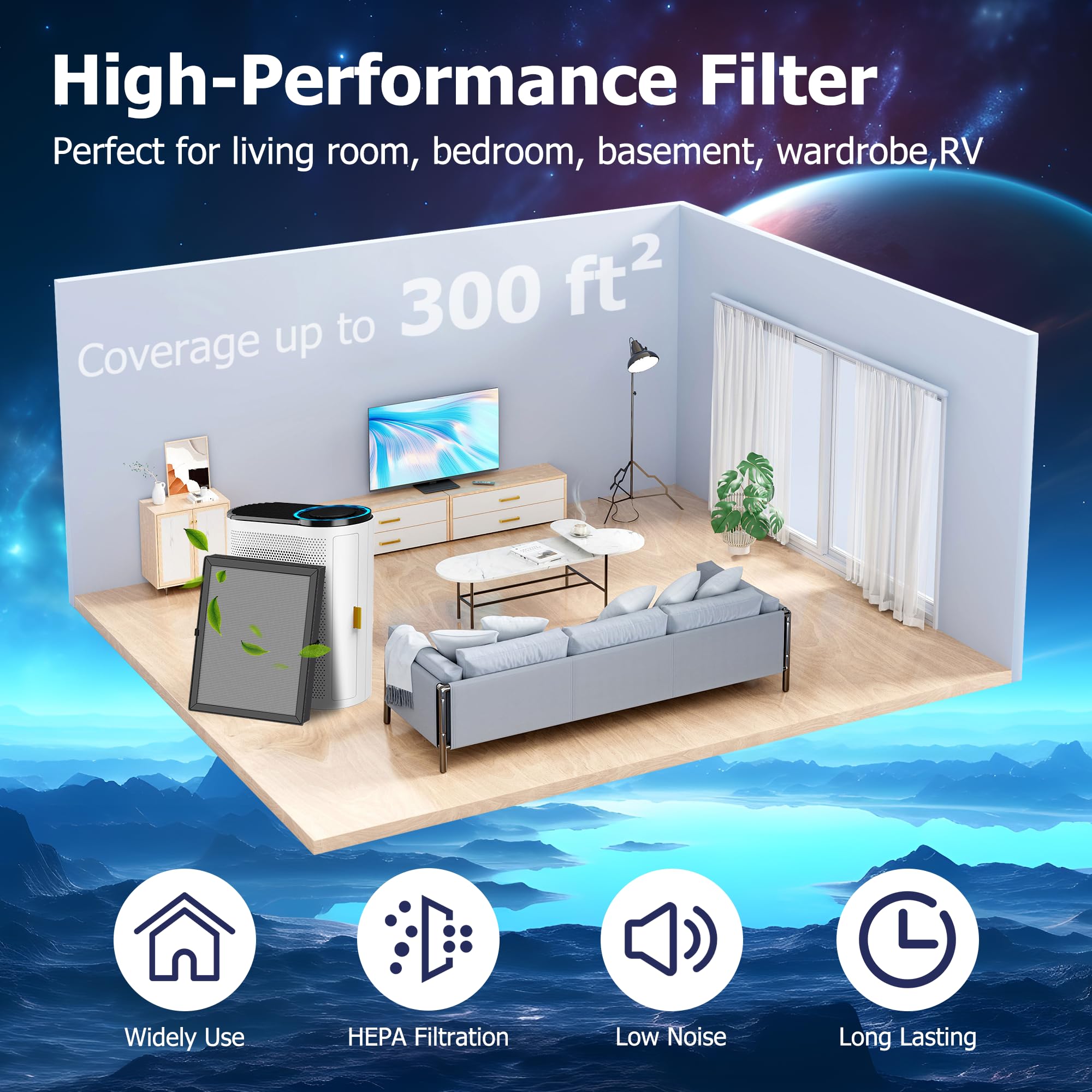 Mk04 Air Filter Replacement For Mk04 Mg04Jh Air Purifier, Petox 4 In 1 H13 True Hepa High Efficiency Activated Carbon Filter, Sm