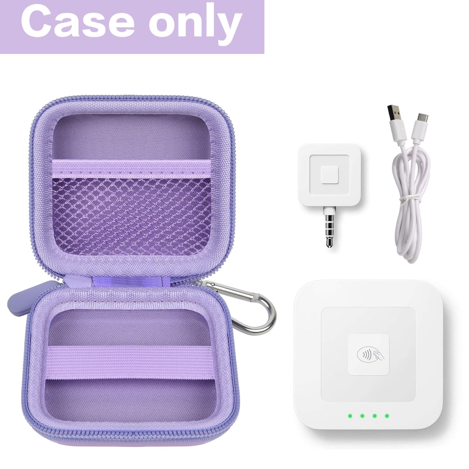 Chip Card Reader Scanner Case, Hard Carrying Bag Holder Fits Square A Sku 0485 Contactless And Chip Reader With Usb Charge Cable