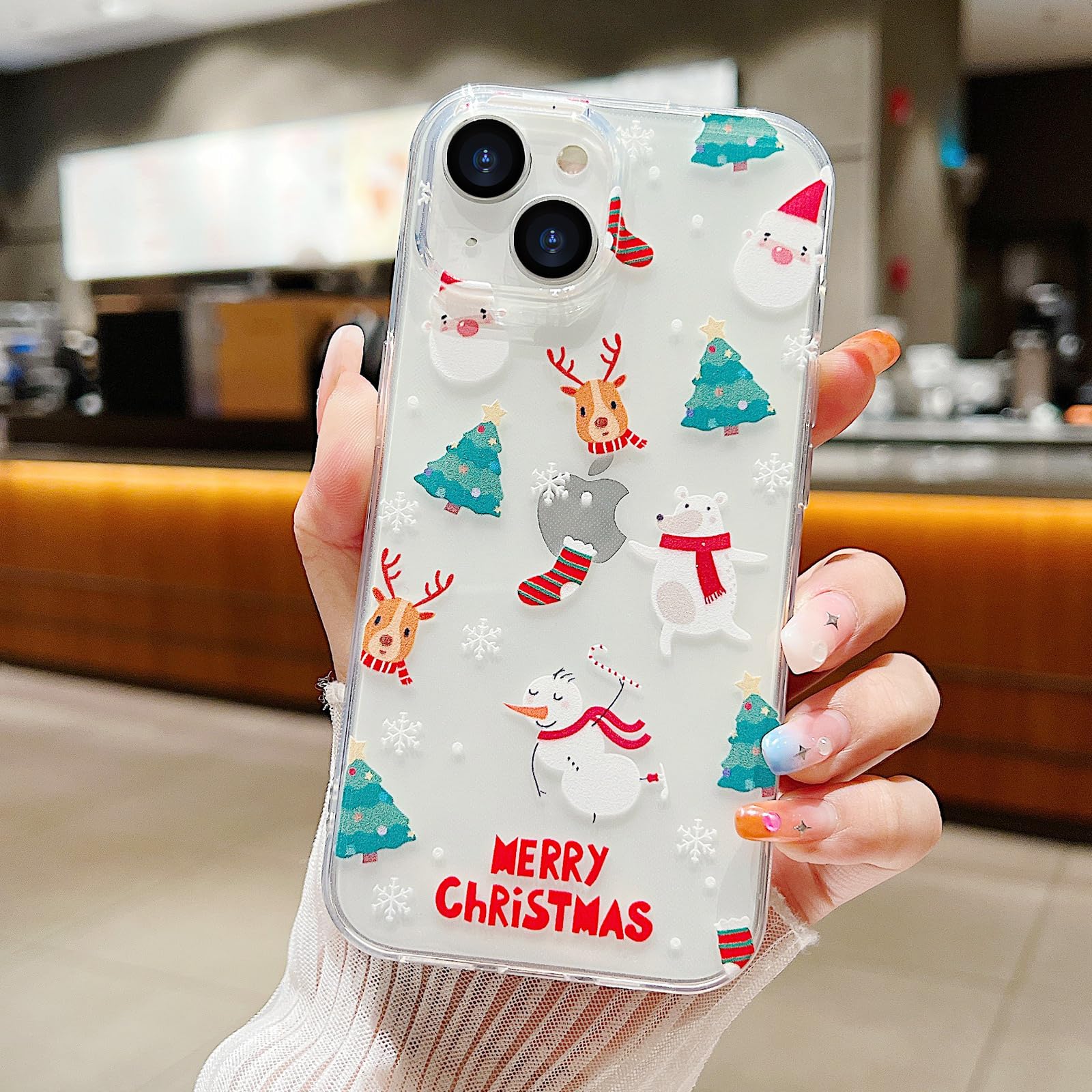 Lchulle Compatible With Iphone 15 Plus Christmas Case Xmas Santa Holiday Transparent Clear Design Women Men Kids Soft Tpu Silico