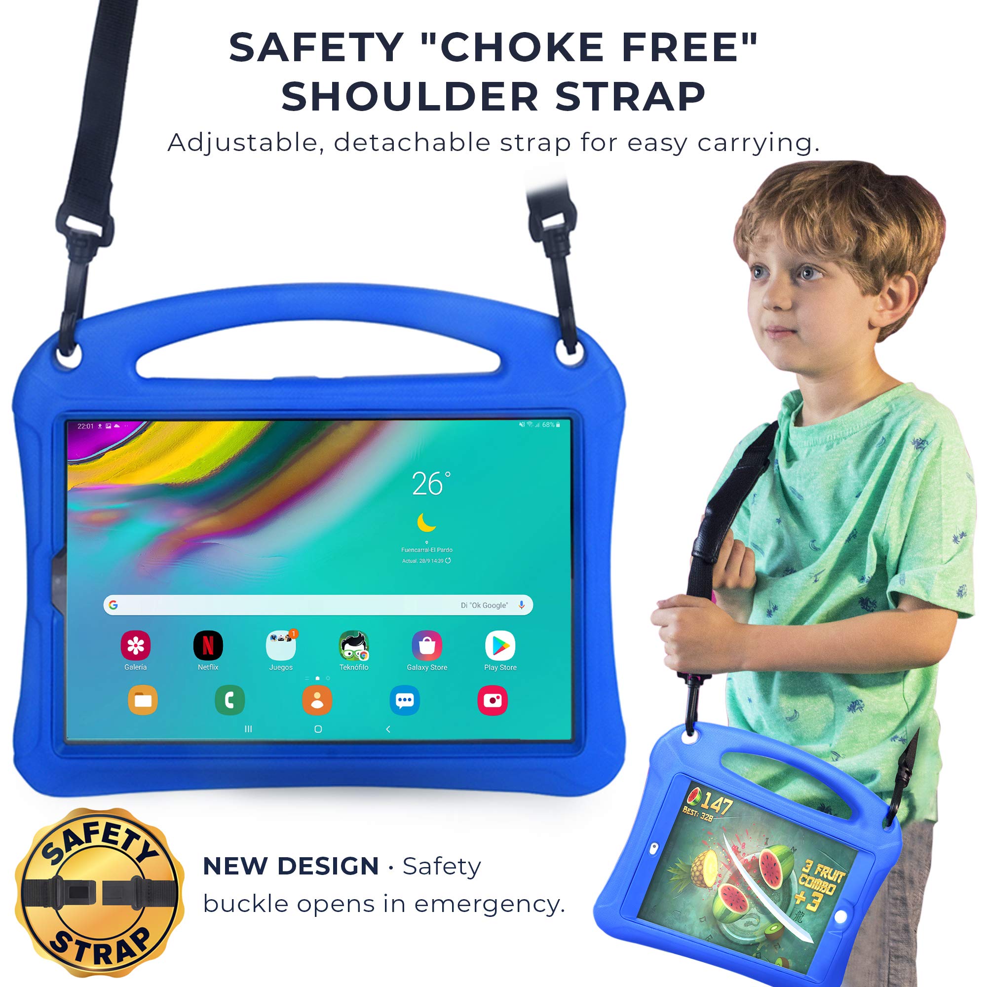 Bam Bino Space Suit [Rugged Kids Case] For Samsung Galaxy Tab S5E 10.5 | Designed In Australia, For Children | Stylus Holder, Sc