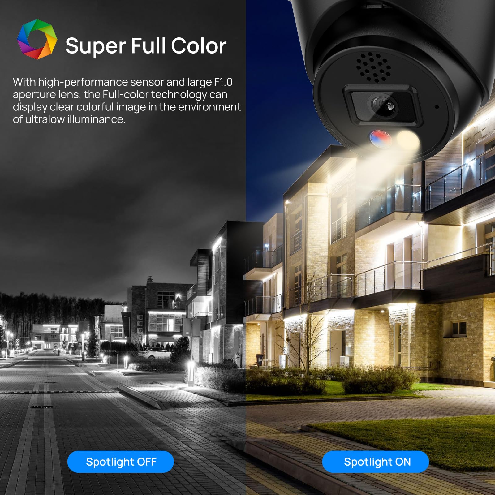 4K 8Mp Full Color Poe Ip Camera Active Deterrence (Red/Blue Led, Siren), 4K Poe Camera Turret With Human/Vehicle Detection,98Ft