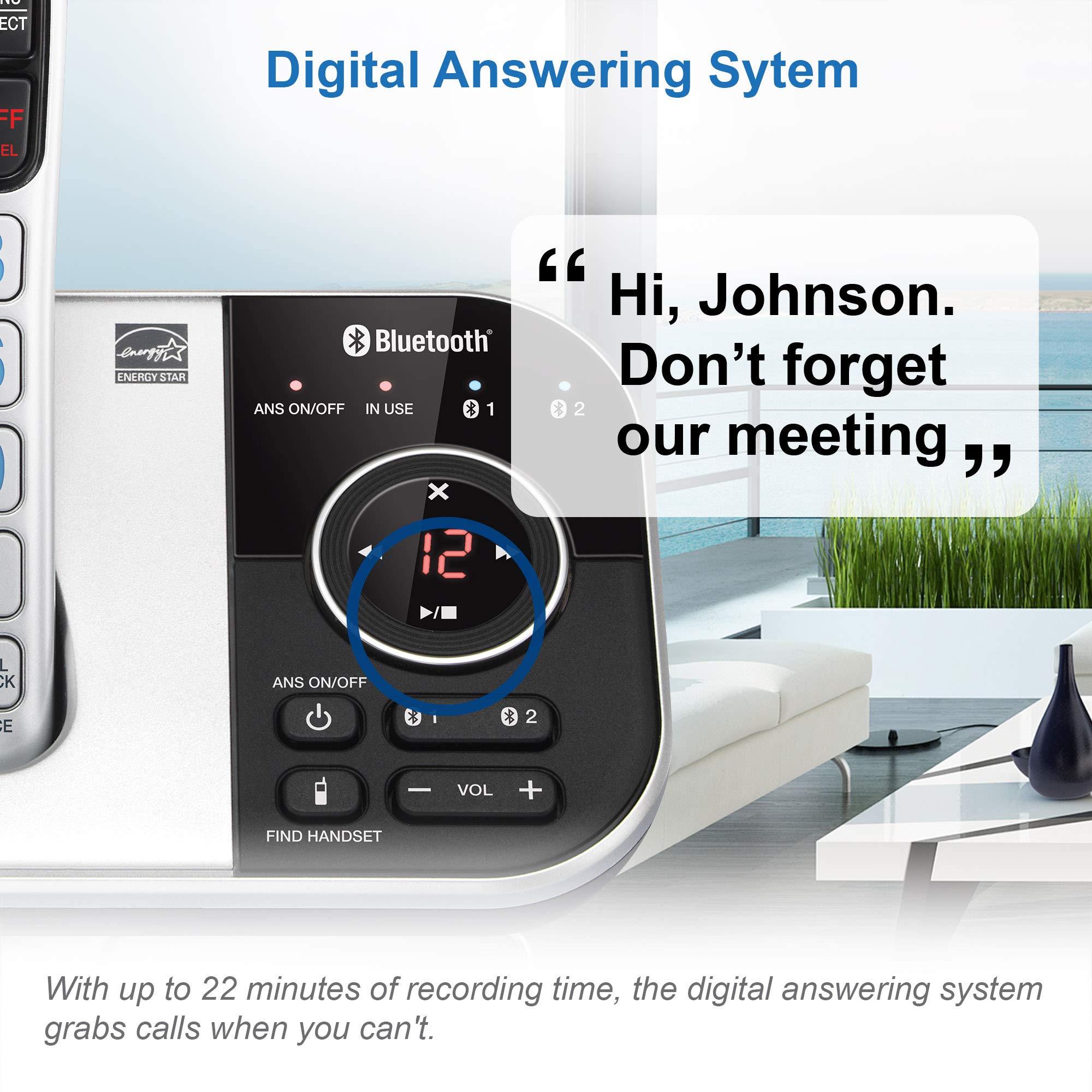 Vtech Vs112-3 Dect 6.0 Bluetooth 3 Handset Cordless Phone For Home With Answering Machine, Call Blocking, Caller Id, Intercom An