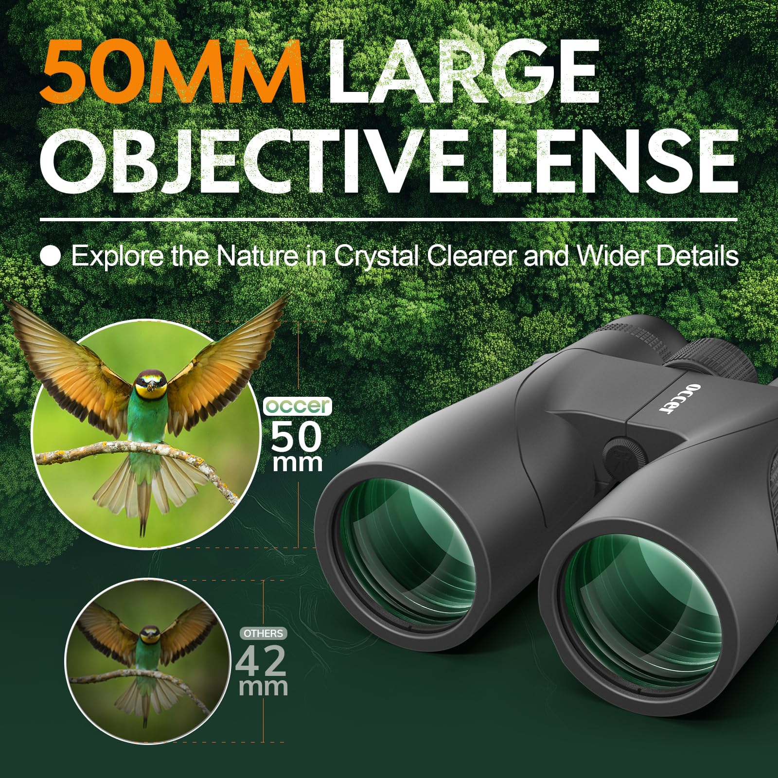 Occer 12X50 Binoculars For Adults High Powered - Hd Bird Watching Binocular For Hunting With Clear Vision - Easy Focus Binocular