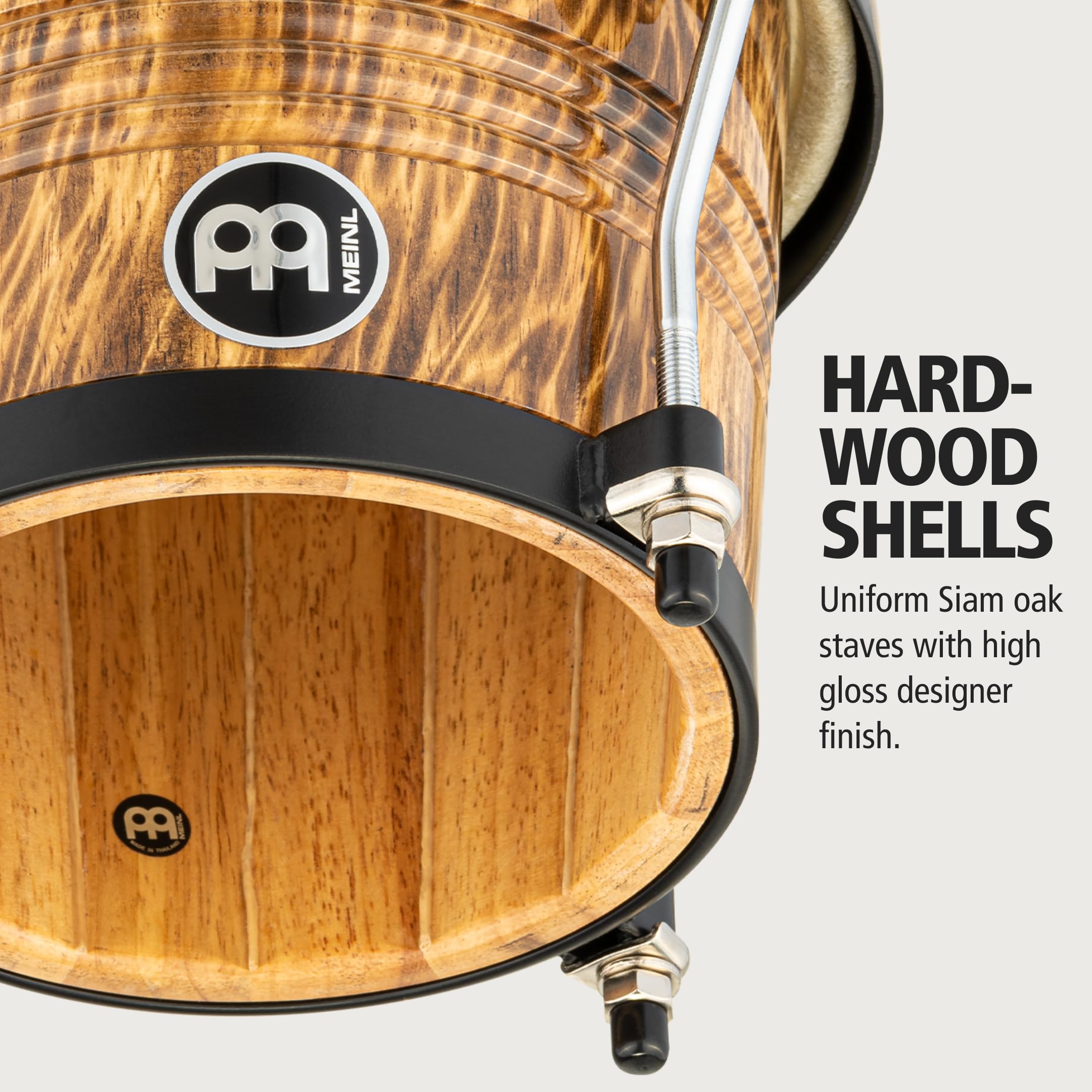 Meinl Percussion Bongos Hand Drum Set 6.75' And 8' With Hardwood Shells And Tuning Key � Not Made In China � Marathon Designer Series, 2 Year Warranty (Fwb190Lb)