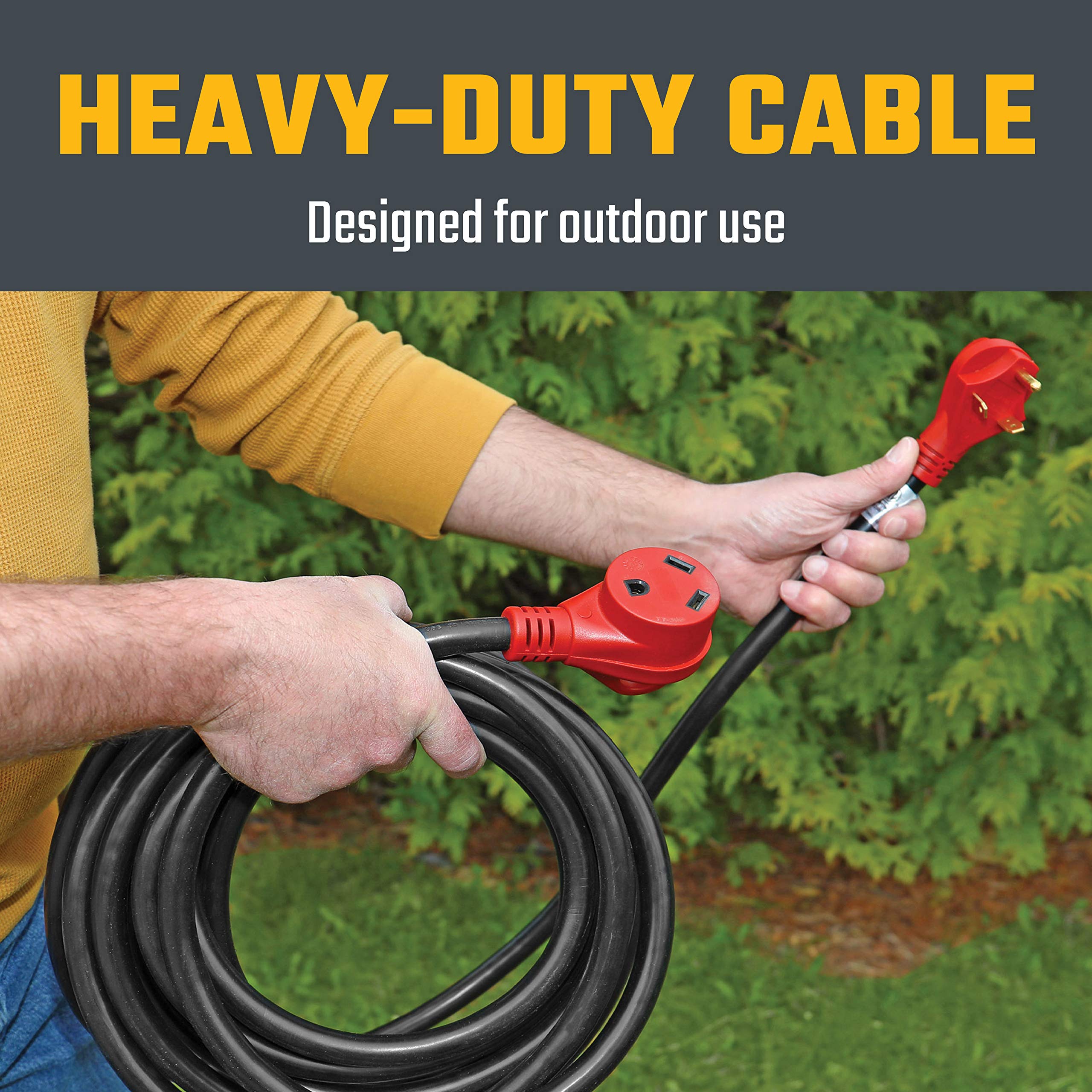 Valterra A10 3025Eh Mighty Cord Rv 30 Amp Extension Cord, 25 Ft., Red