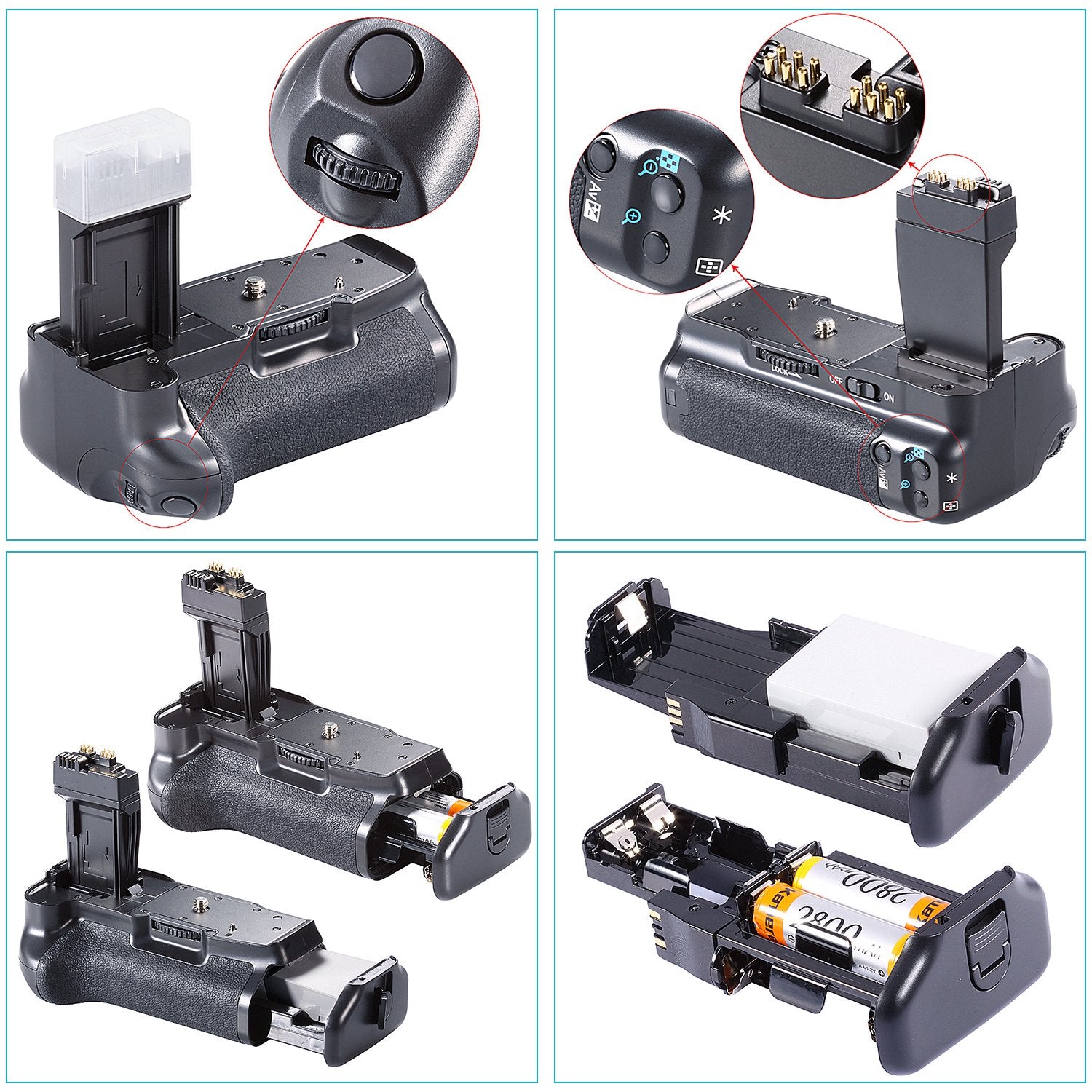 Neewer Bg E8 Replacement Battery Grip For Canon Eos 550D 600D 650D 700D Rebel T2I T3I T4I T5I Dslr Cameras, Comes With 2 Pack 11