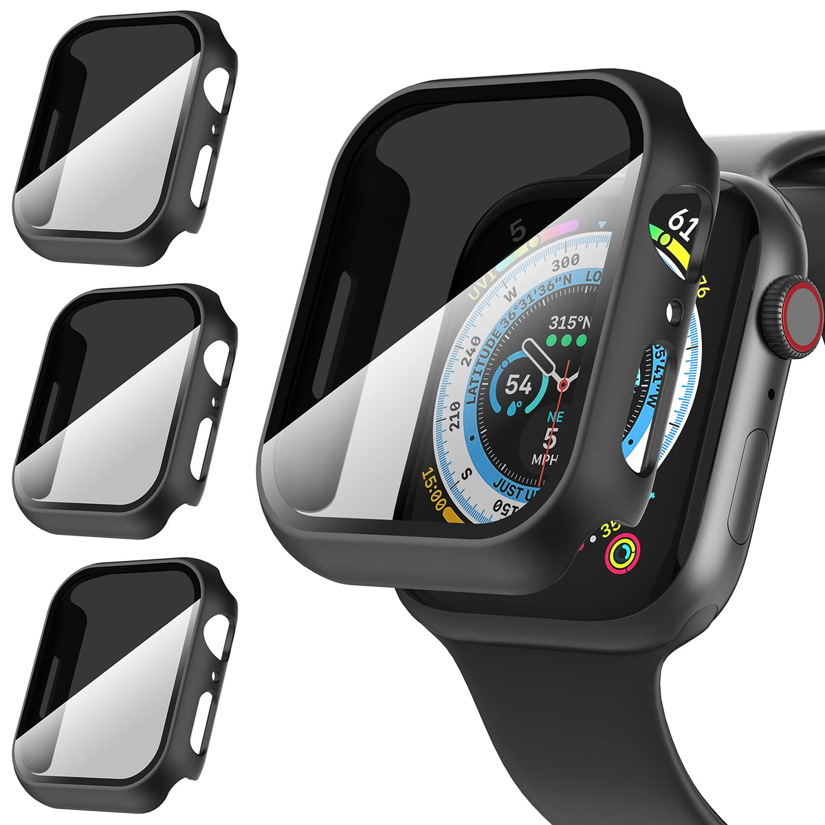 Suoman 3 Pack For Apple Watch 40Mm Privacy Screen Protector Case, [Anti Peeping] Ultra Thin Tempered Glass Case Cover For Iwatch