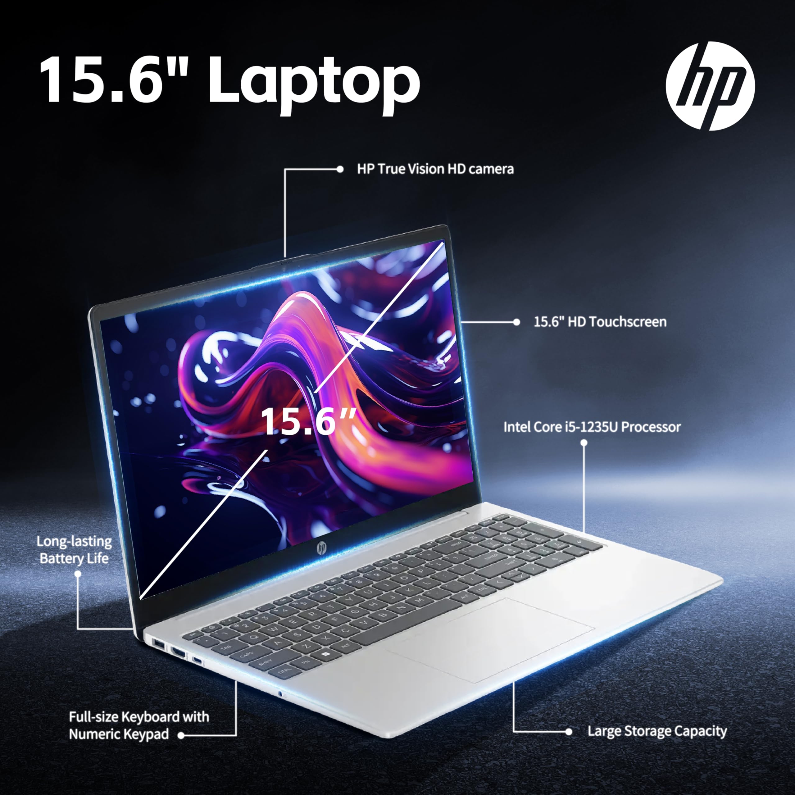 Hp 15.6 Inch Laptop, Intel I5 Processor Up To 4.4 Ghz, 32Gb Ram, 1Tb Ssd, Hd Touch Screen, Intel Iris Xe Graphics, Windows 11 Ho