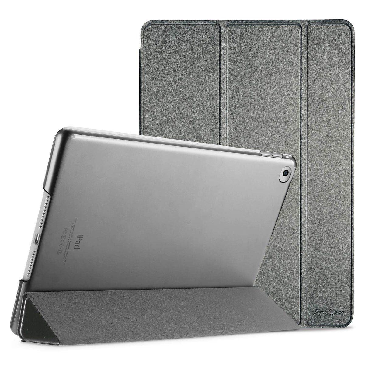 Procase Smart Case For Ipad Air 2 2014, Ultra Slim Lightweight Stand Protective Case Shell With Translucent Frosted Back Cover For Ipad Air 2Nd (A1566 A1567)  Metallic