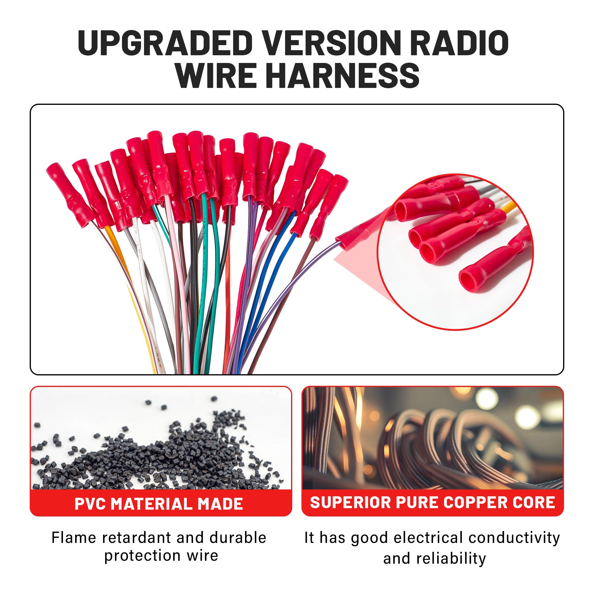 Red Wolf Car Radio Harness Fit For 2005 2015 Chevy Silverado, 2007 2014 Gmc Enclave Yukon Savana Buick Install Aftermarket Stere