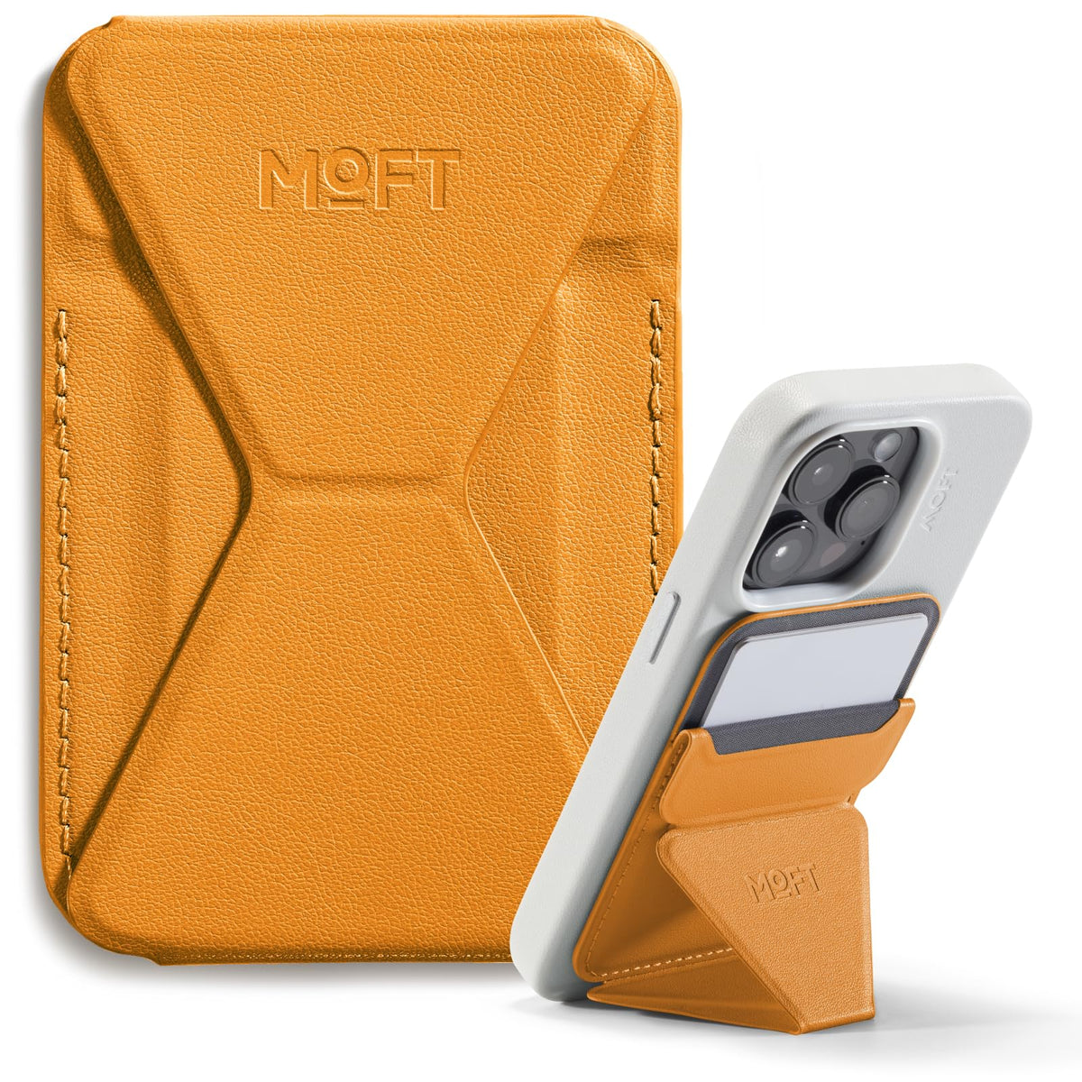 Moft Magnetic Wallet Stand Compatible With Iphone 16/15/14/13/12 Series, Angle Adjustment Movas Phone Stand, Orange