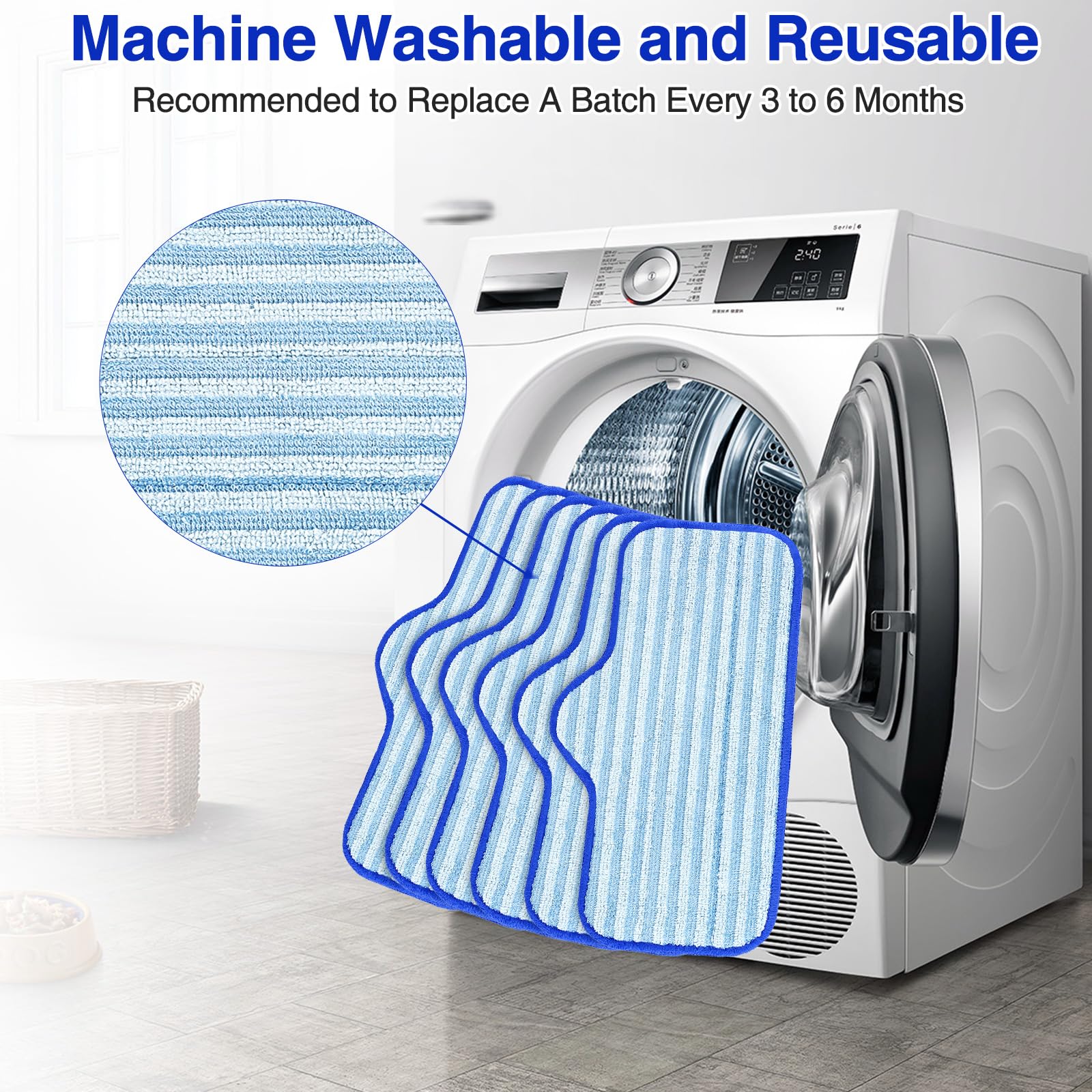 Linniw 6 Pack Microfiber Pads Compatible With Dupray Neat Steam Cleaner, Durable, Reusable And Machine Washable