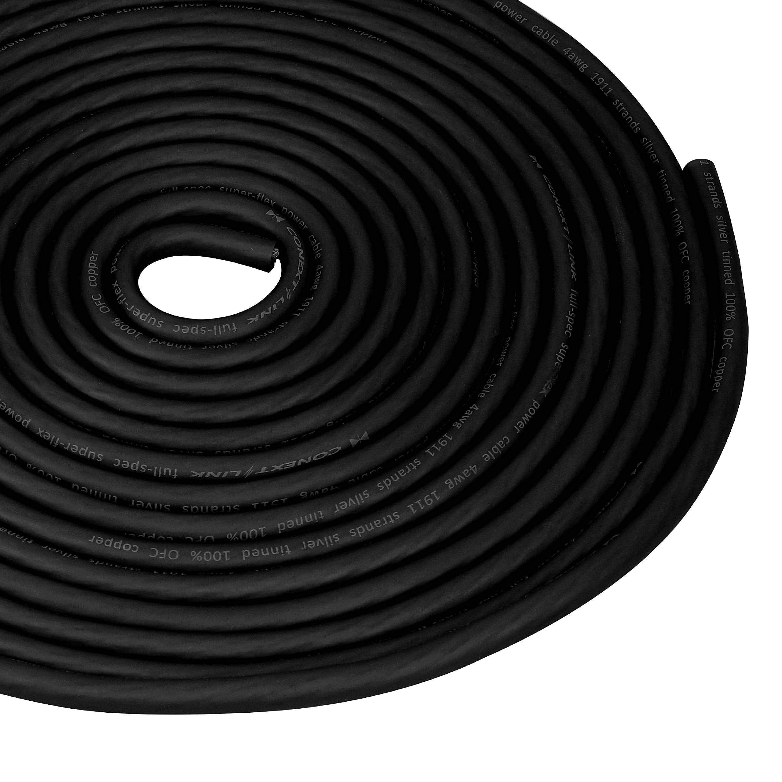 Conext Link 10 FT 4 AWG GA Full Gauge Battery Power Cable Ground Wire Frost Black OFC Copper