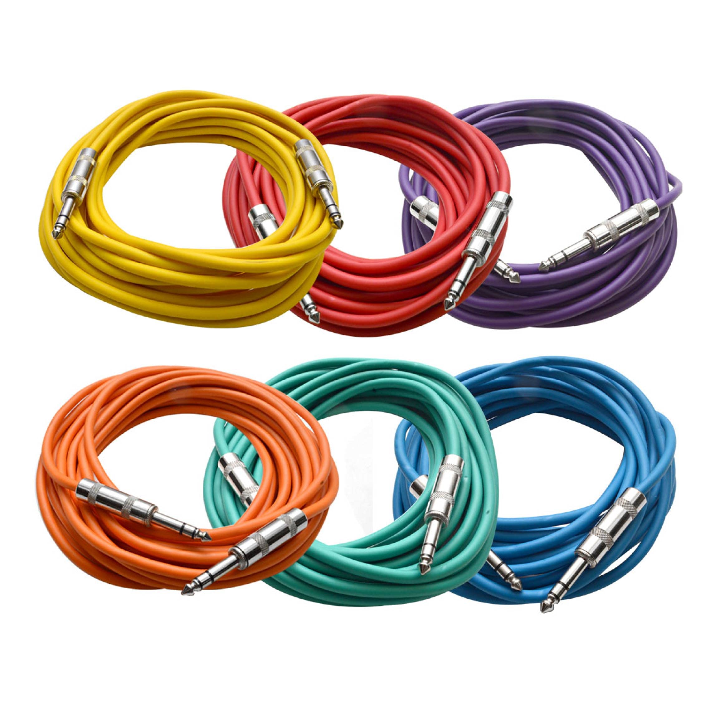 Seismic Audio Speakers     to     TRS Patch Cables, 25 Foot Patch Cables, Pack of 6, Multi Color